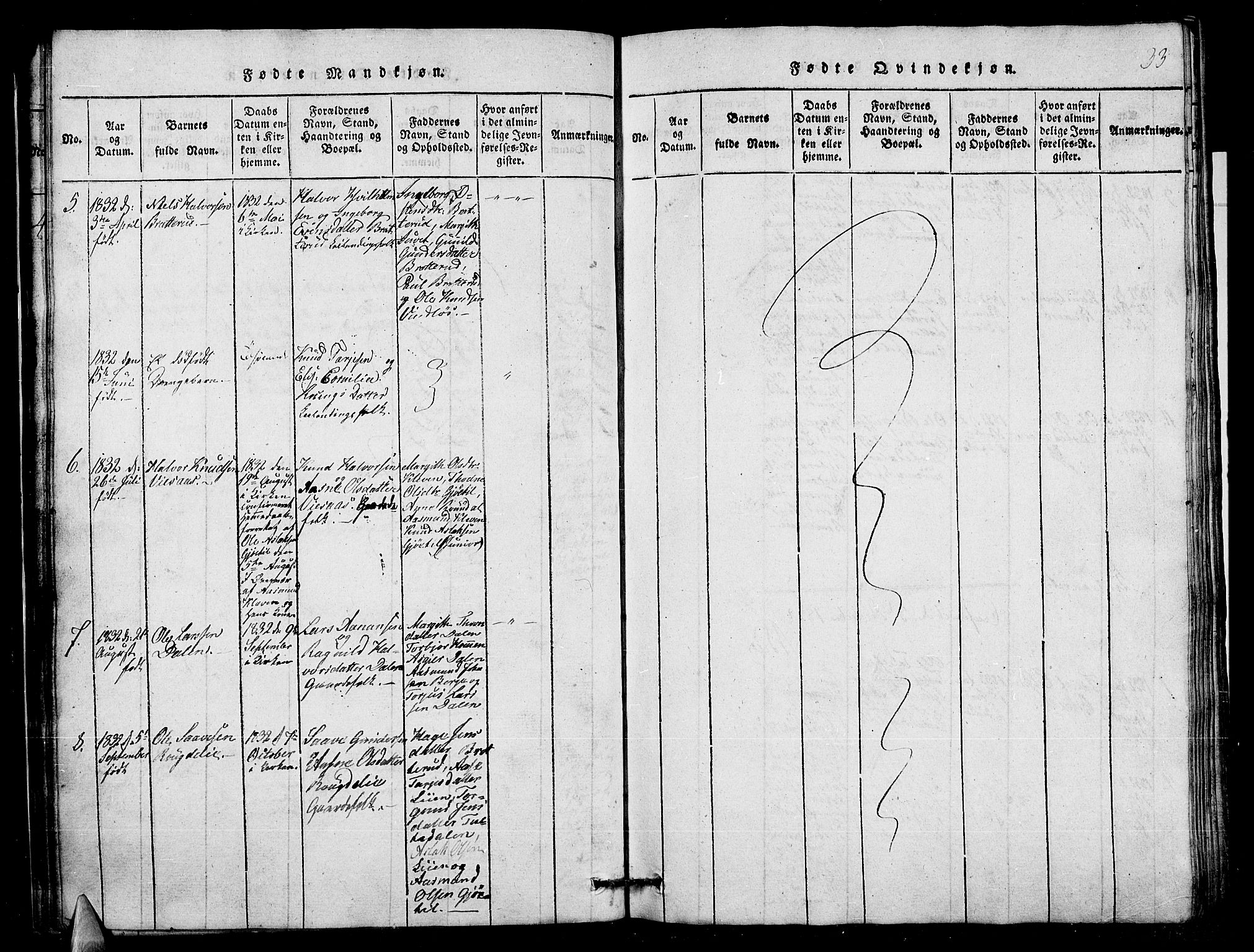 Lårdal kirkebøker, SAKO/A-284/G/Gb/L0001: Parish register (copy) no. II 1, 1815-1865, p. 33