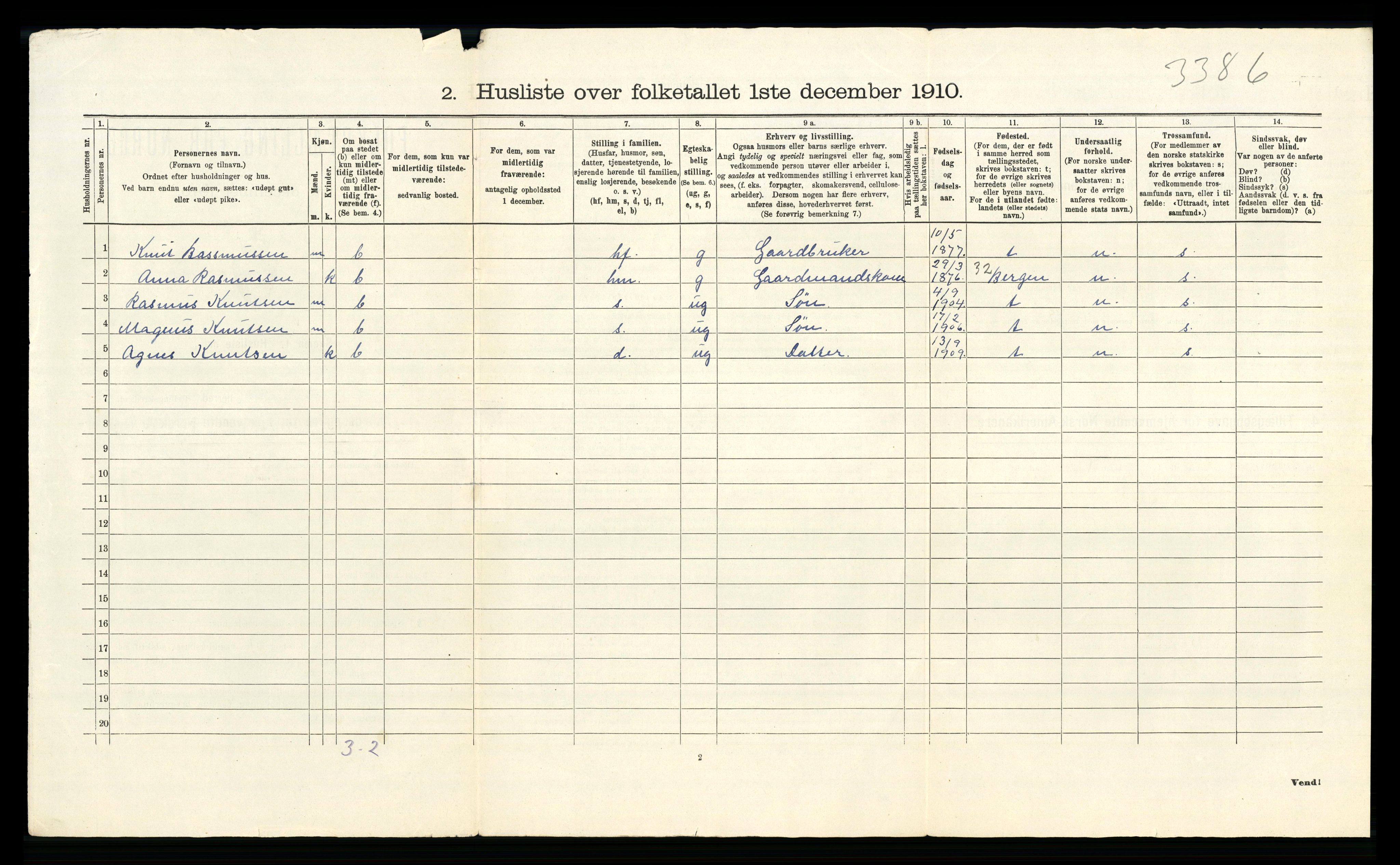 RA, 1910 census for Alversund, 1910, p. 57