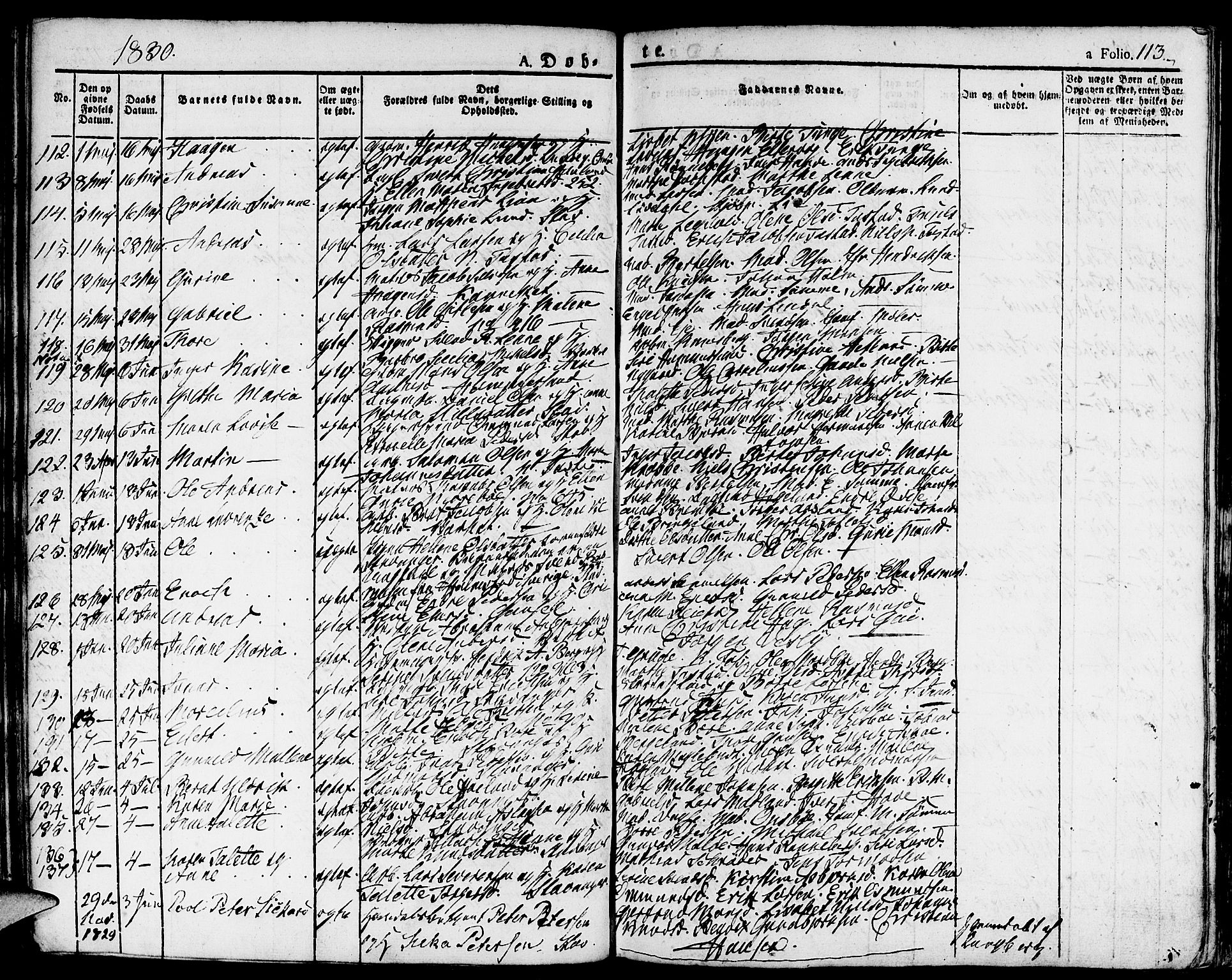 Domkirken sokneprestkontor, AV/SAST-A-101812/001/30/30BA/L0009: Parish register (official) no. A 9, 1821-1832, p. 113