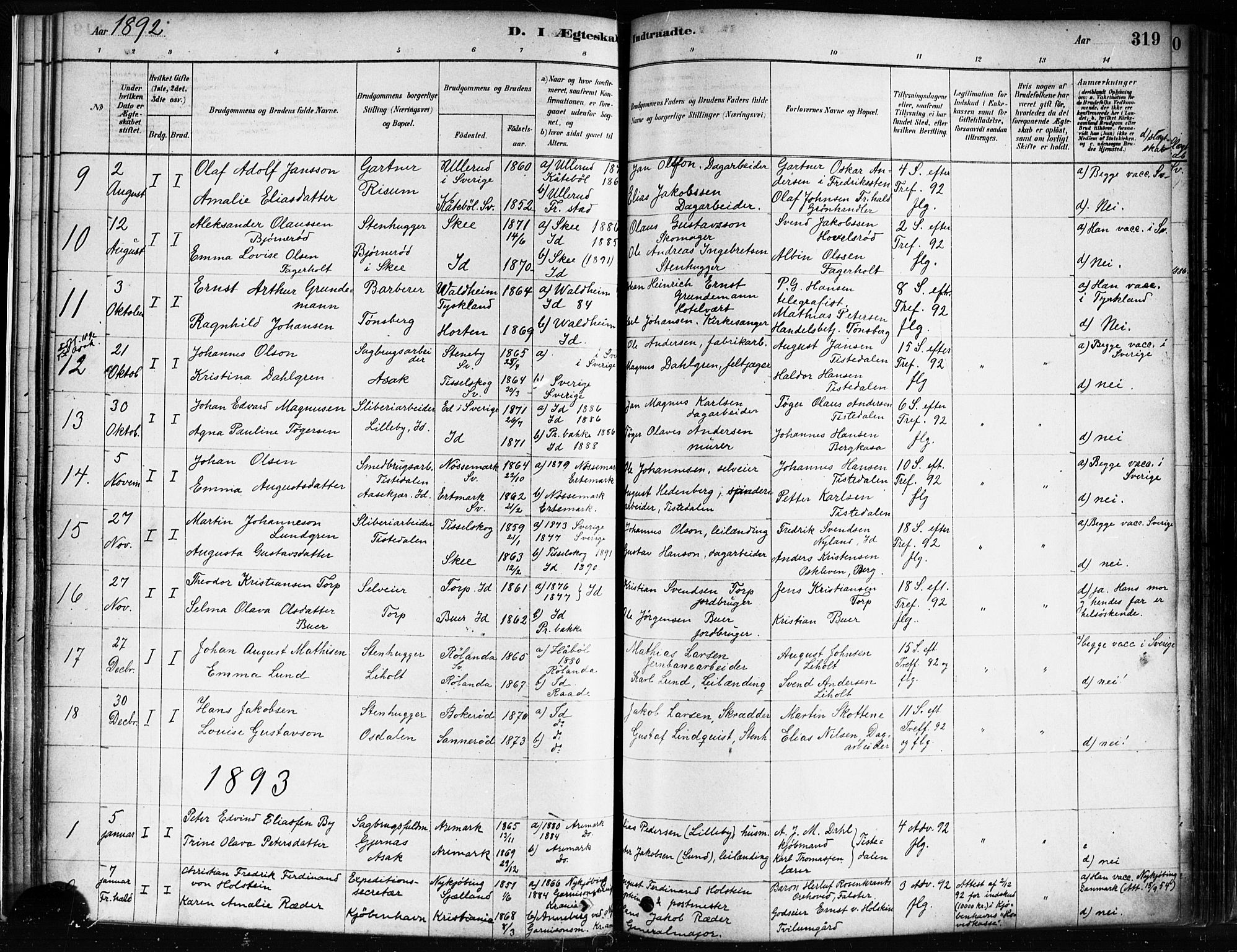 Idd prestekontor Kirkebøker, SAO/A-10911/F/Fc/L0006b: Parish register (official) no. III 6B, 1878-1903, p. 319