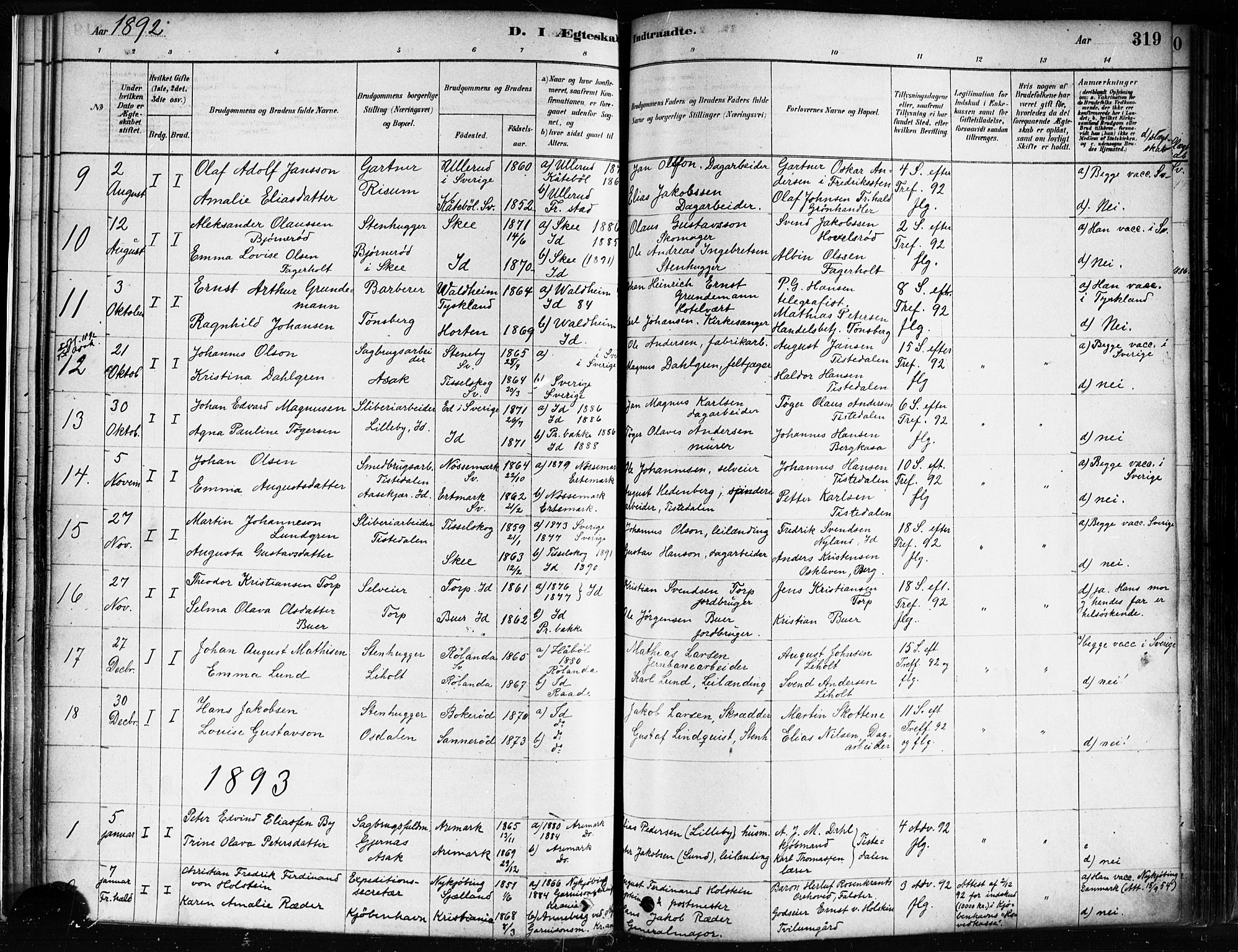 Idd prestekontor Kirkebøker, AV/SAO-A-10911/F/Fc/L0006b: Parish register (official) no. III 6B, 1878-1903, p. 319