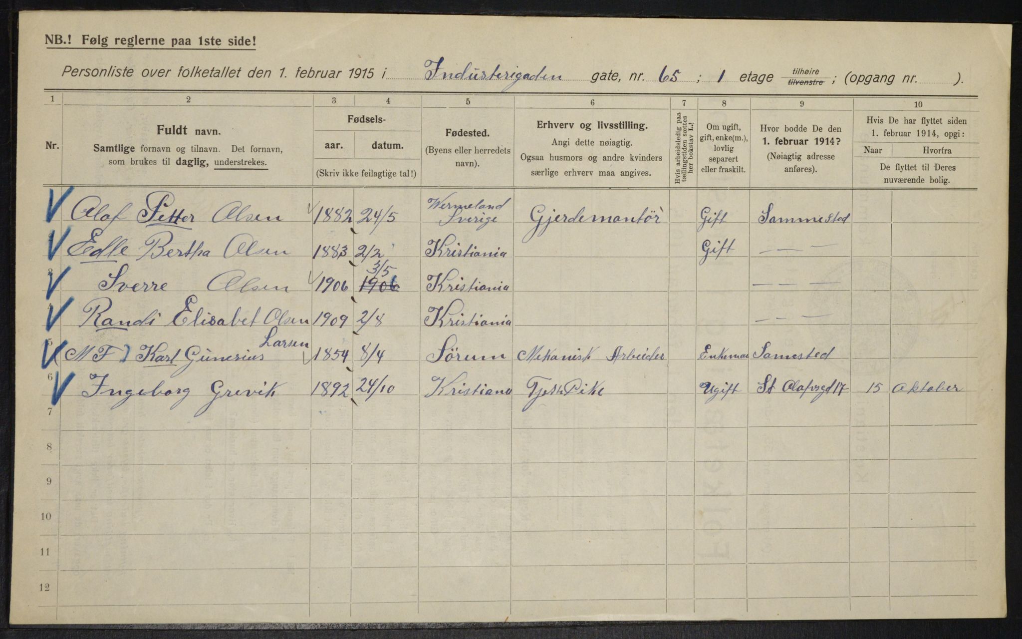 OBA, Municipal Census 1915 for Kristiania, 1915, p. 43202