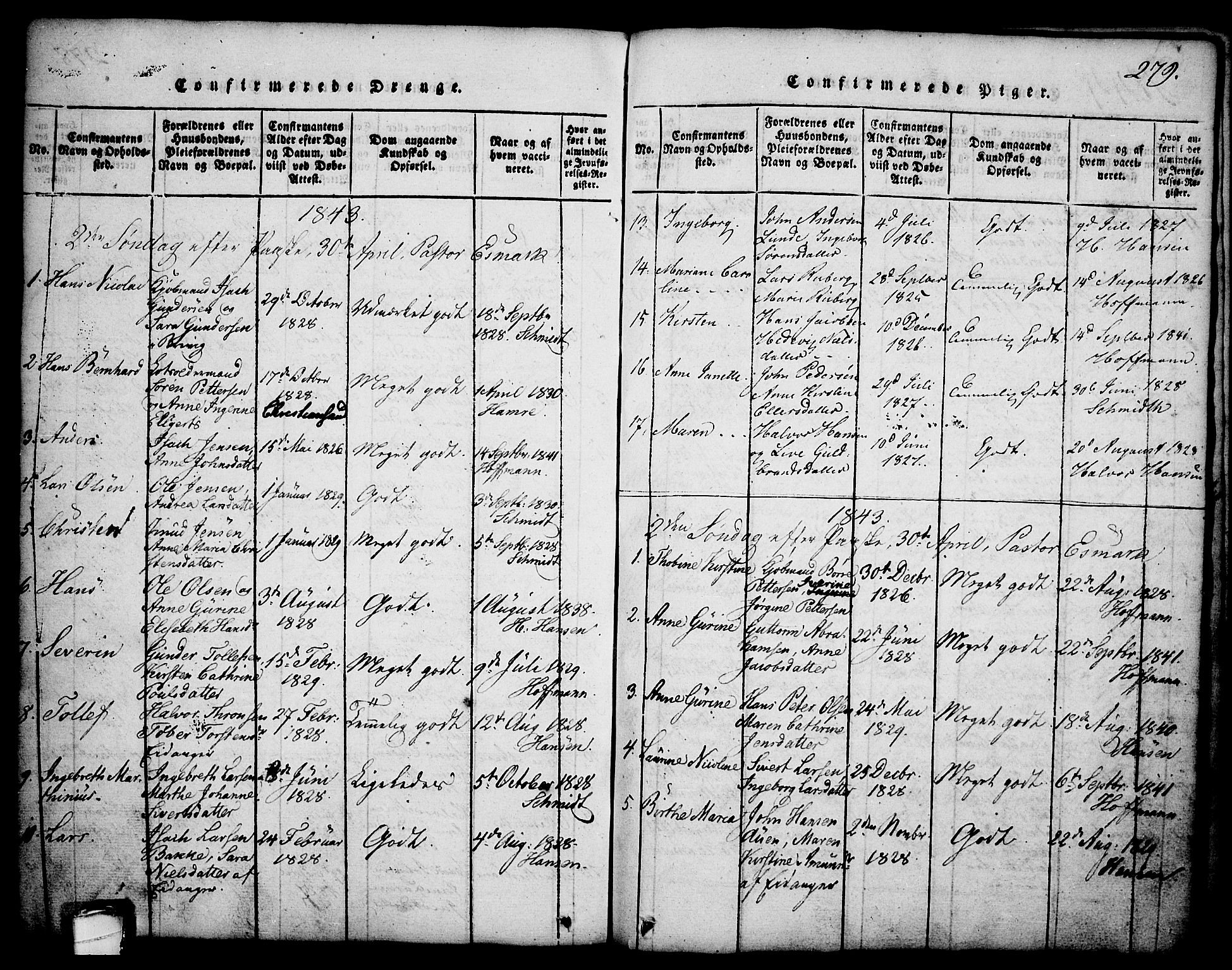 Brevik kirkebøker, SAKO/A-255/G/Ga/L0001: Parish register (copy) no. 1, 1814-1845, p. 279