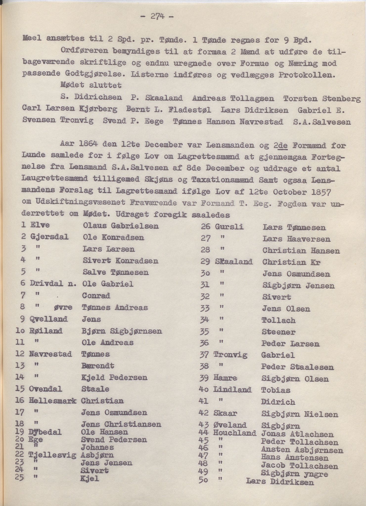 Lund kommune - Formannskapet/Formannskapskontoret, IKAR/K-101761/A/Aa/Aaa/L0002: Forhandlingsprotokoll, 1837-1865, p. 274