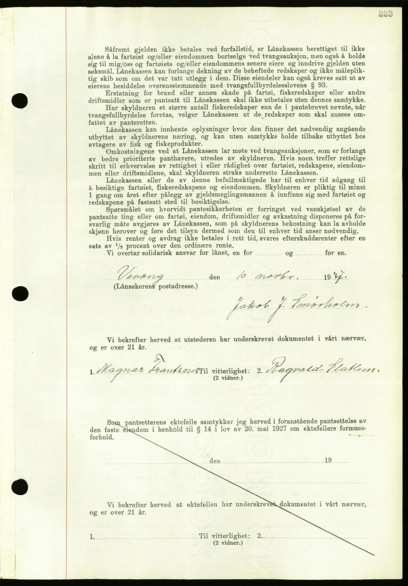 Nordmøre sorenskriveri, AV/SAT-A-4132/1/2/2Ca/L0092: Mortgage book no. B82, 1937-1938, Diary no: : 2704/1937