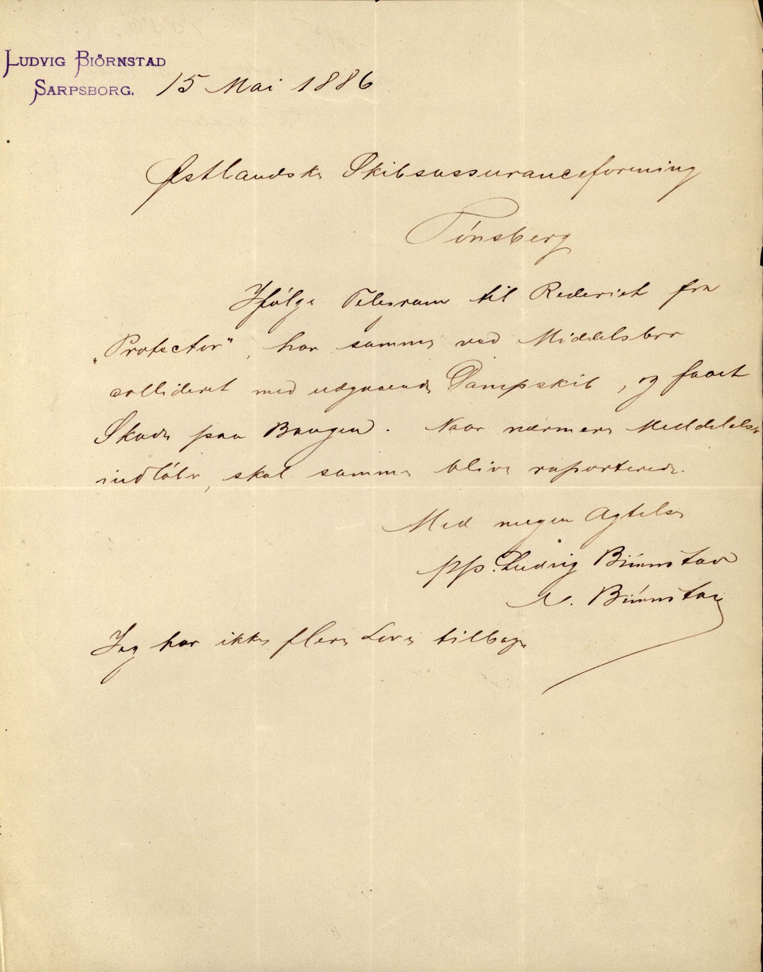 Pa 63 - Østlandske skibsassuranceforening, VEMU/A-1079/G/Ga/L0019/0006: Havaridokumenter / Sømand, Olaf Trygvason, Norden, Præsident, Protector, 1886, p. 50