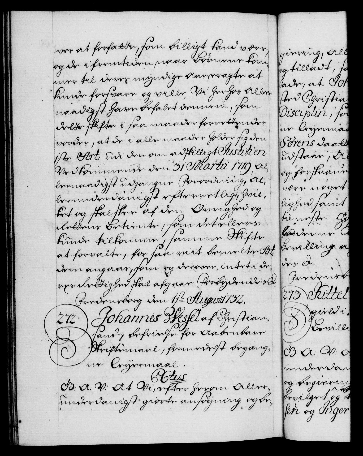 Danske Kanselli 1572-1799, AV/RA-EA-3023/F/Fc/Fca/Fcaa/L0027: Norske registre, 1730-1732, p. 598b