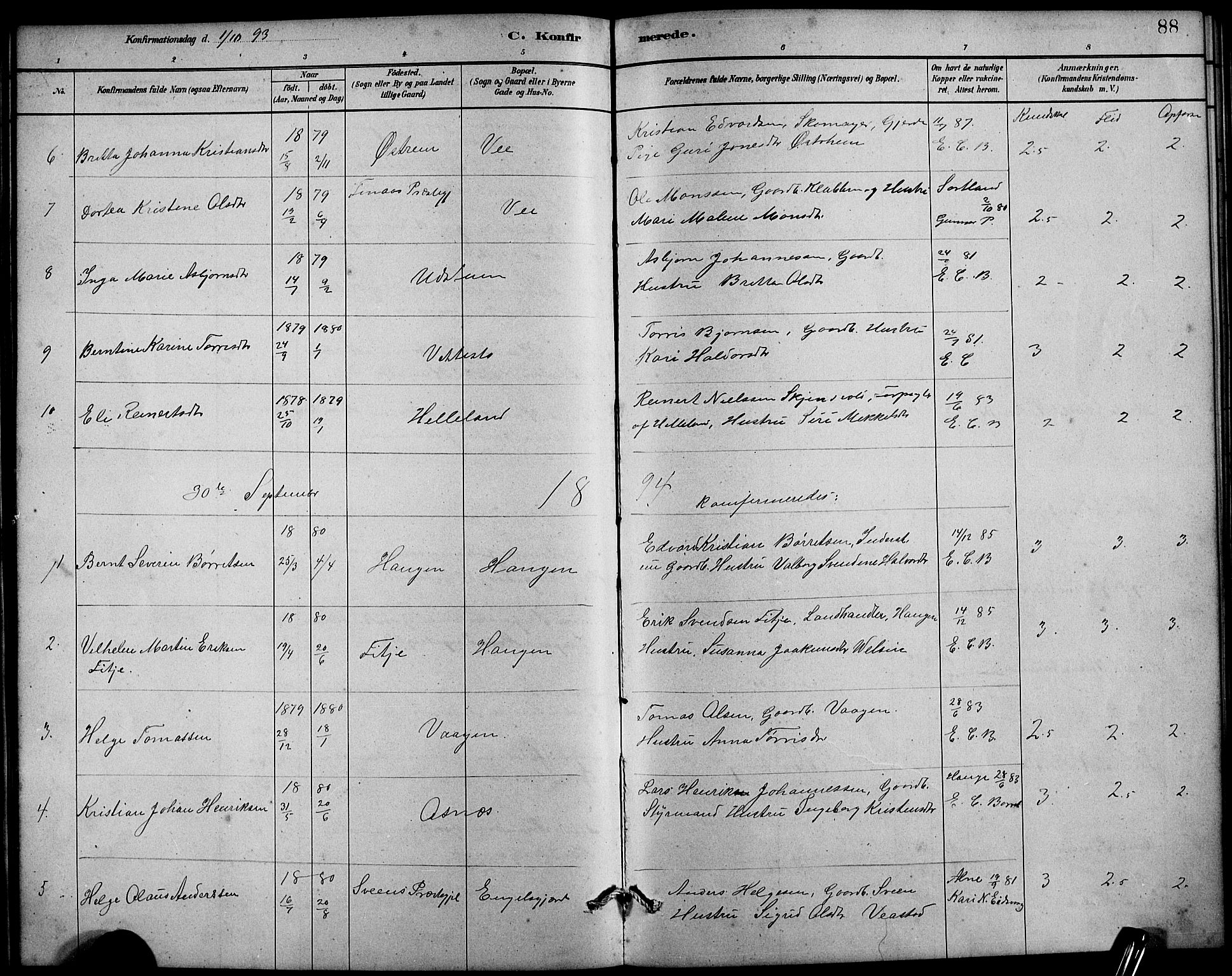 Etne sokneprestembete, SAB/A-75001/H/Hab: Parish register (copy) no. B 4, 1879-1897, p. 88