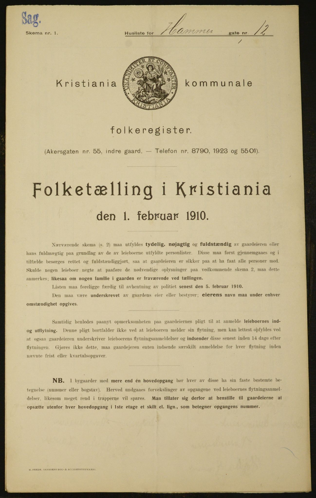 OBA, Municipal Census 1910 for Kristiania, 1910, p. 32220