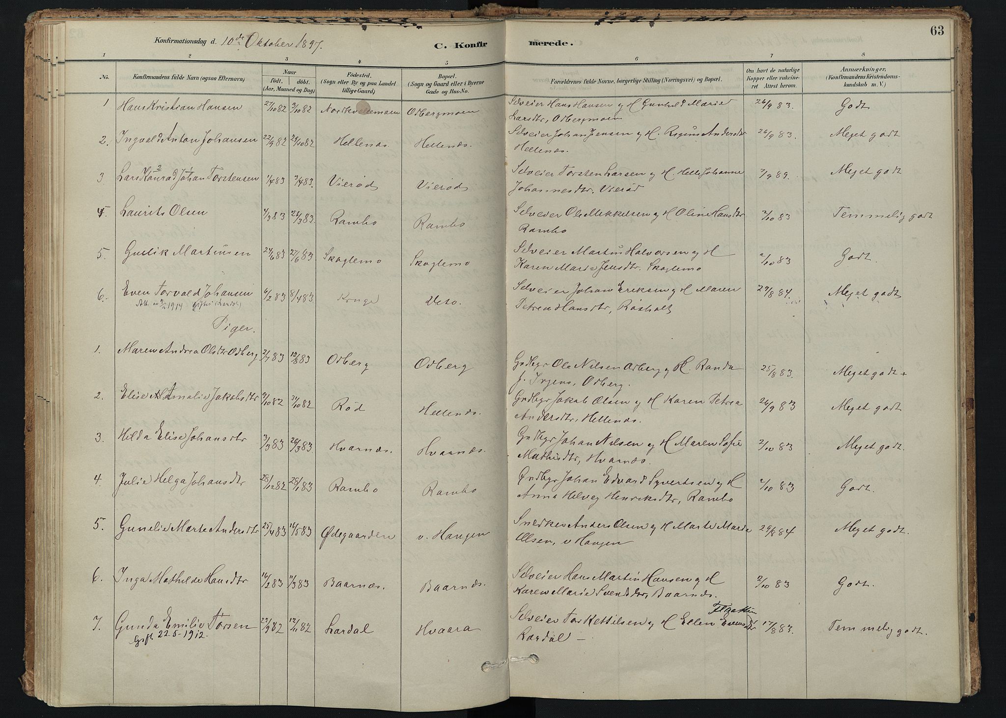 Hedrum kirkebøker, SAKO/A-344/F/Fc/L0001: Parish register (official) no. III 1, 1881-1906, p. 63