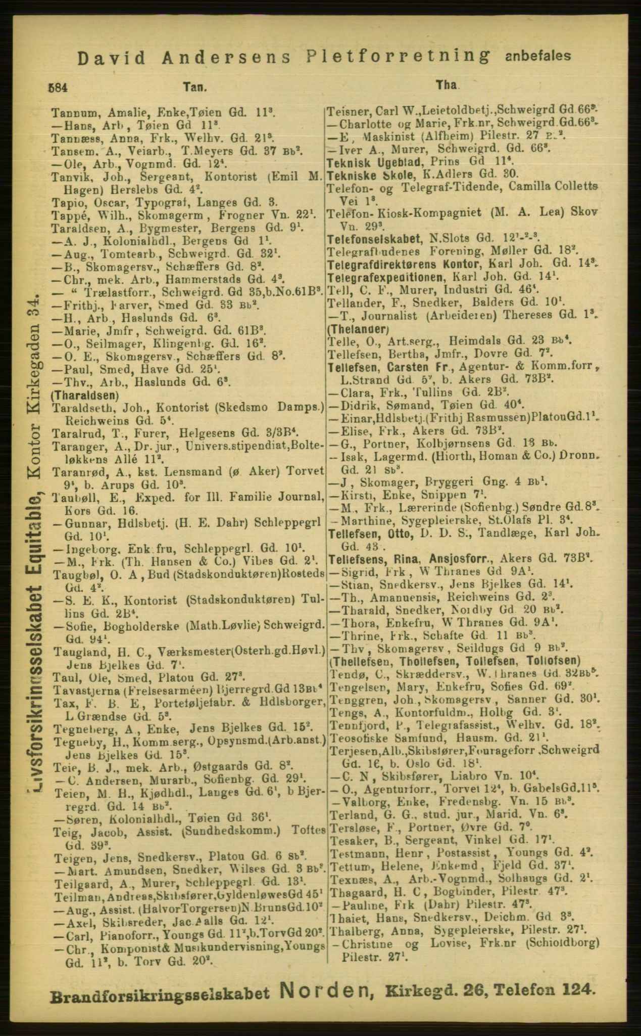 Kristiania/Oslo adressebok, PUBL/-, 1898, p. 584