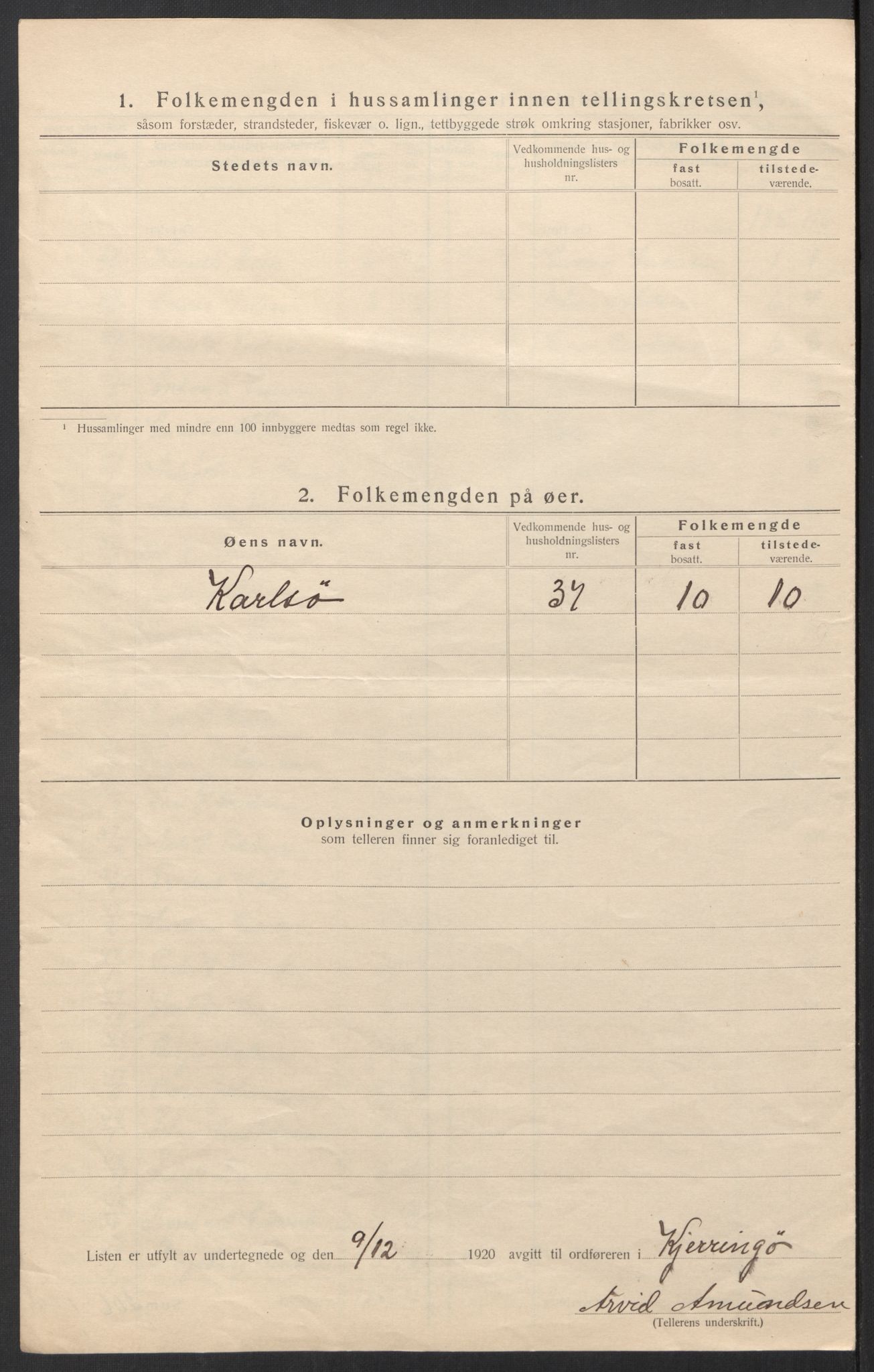 SAT, 1920 census for Kjerringøy, 1920, p. 12