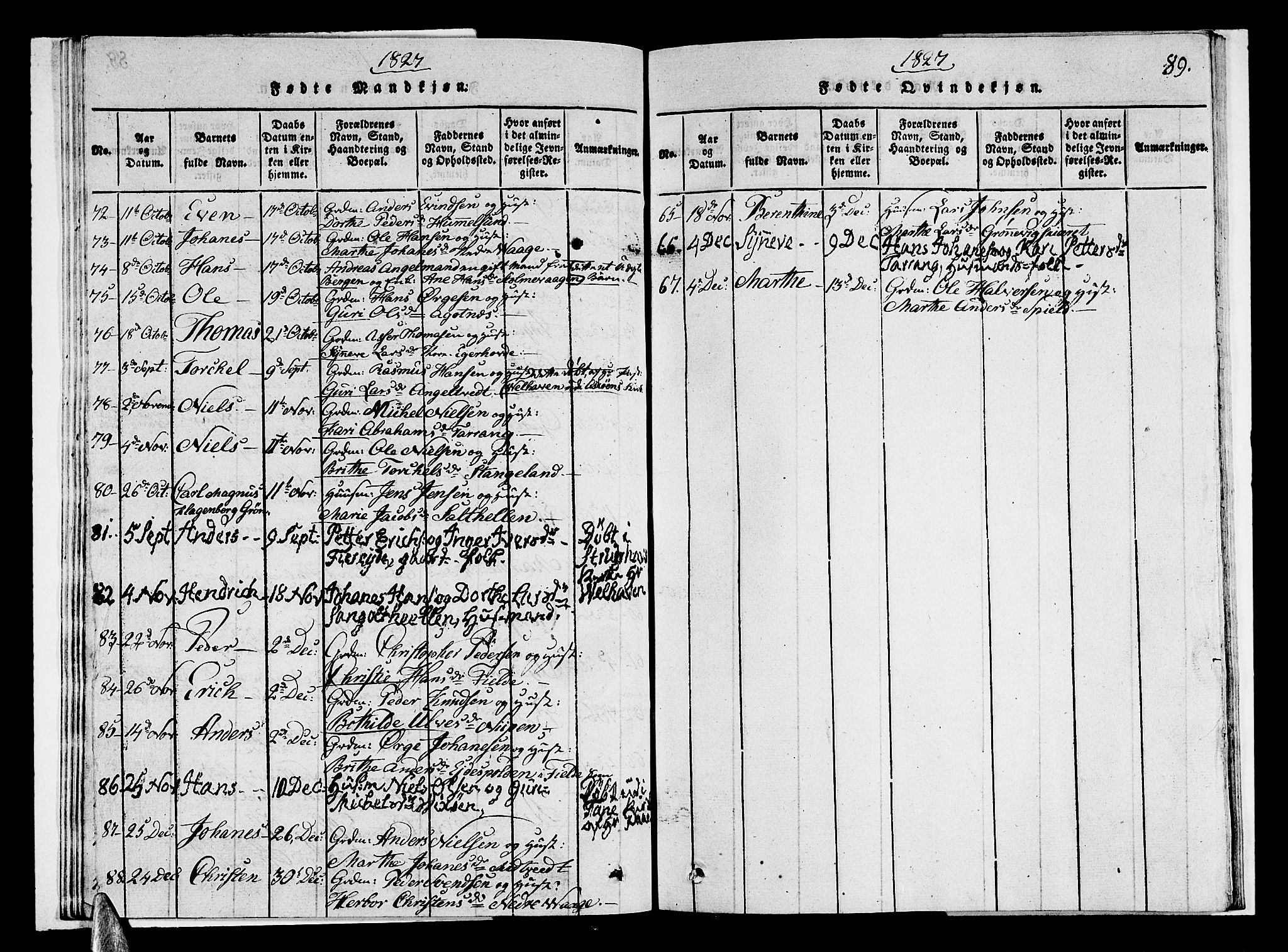 Sund sokneprestembete, SAB/A-99930: Parish register (copy) no. A 1, 1816-1827, p. 89