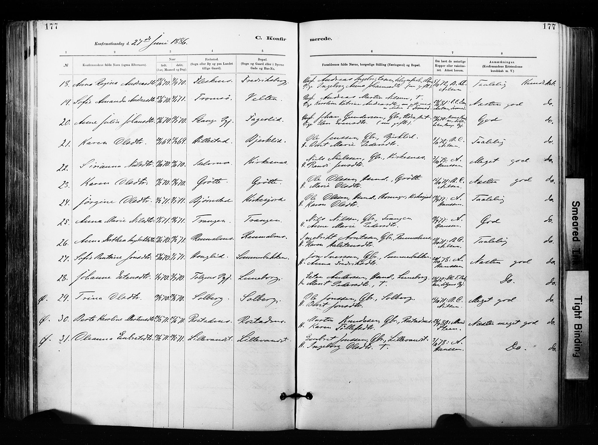 Målselv sokneprestembete, SATØ/S-1311/G/Ga/Gaa/L0007kirke: Parish register (official) no. 7, 1884-1903, p. 177