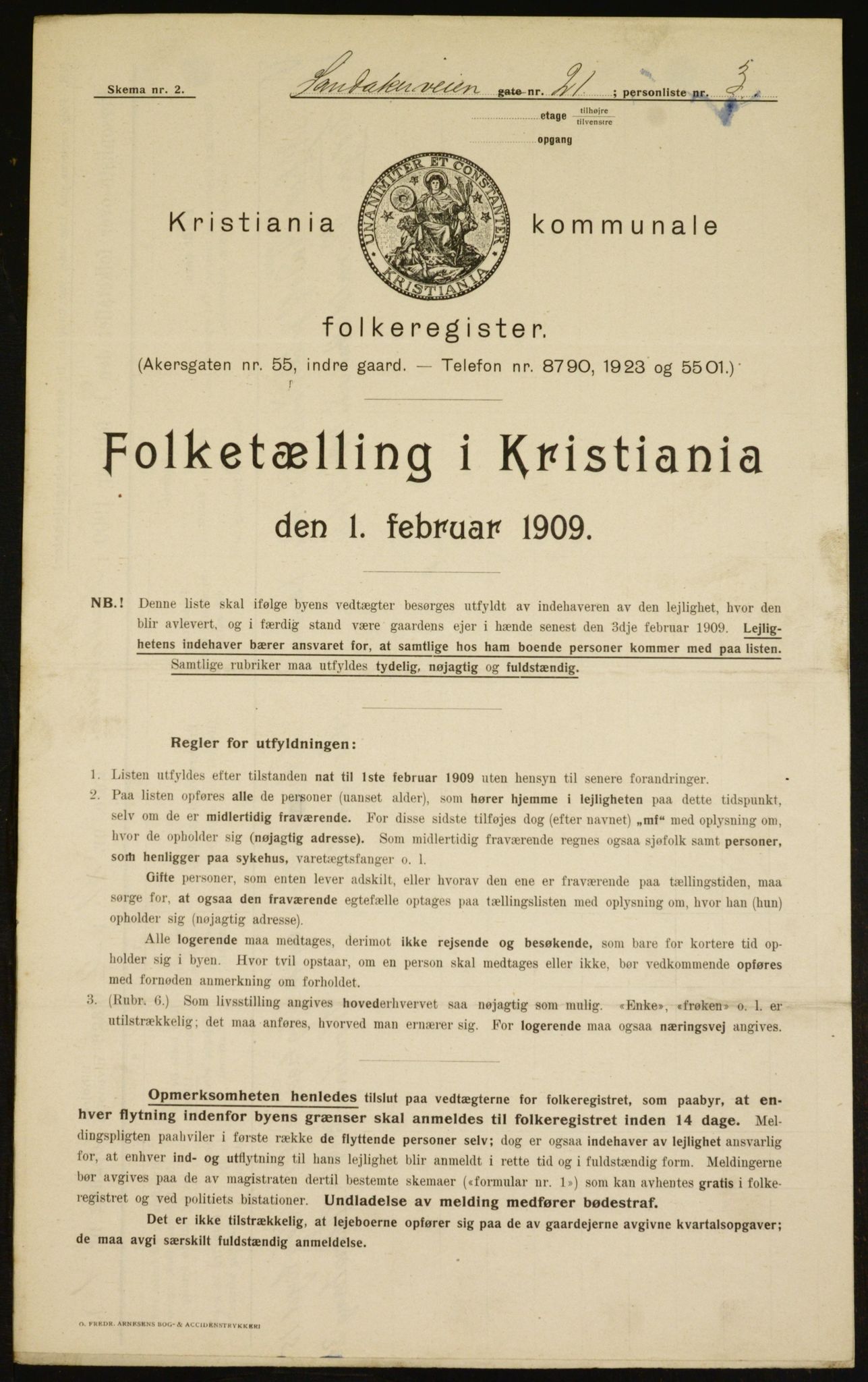 OBA, Municipal Census 1909 for Kristiania, 1909, p. 78952