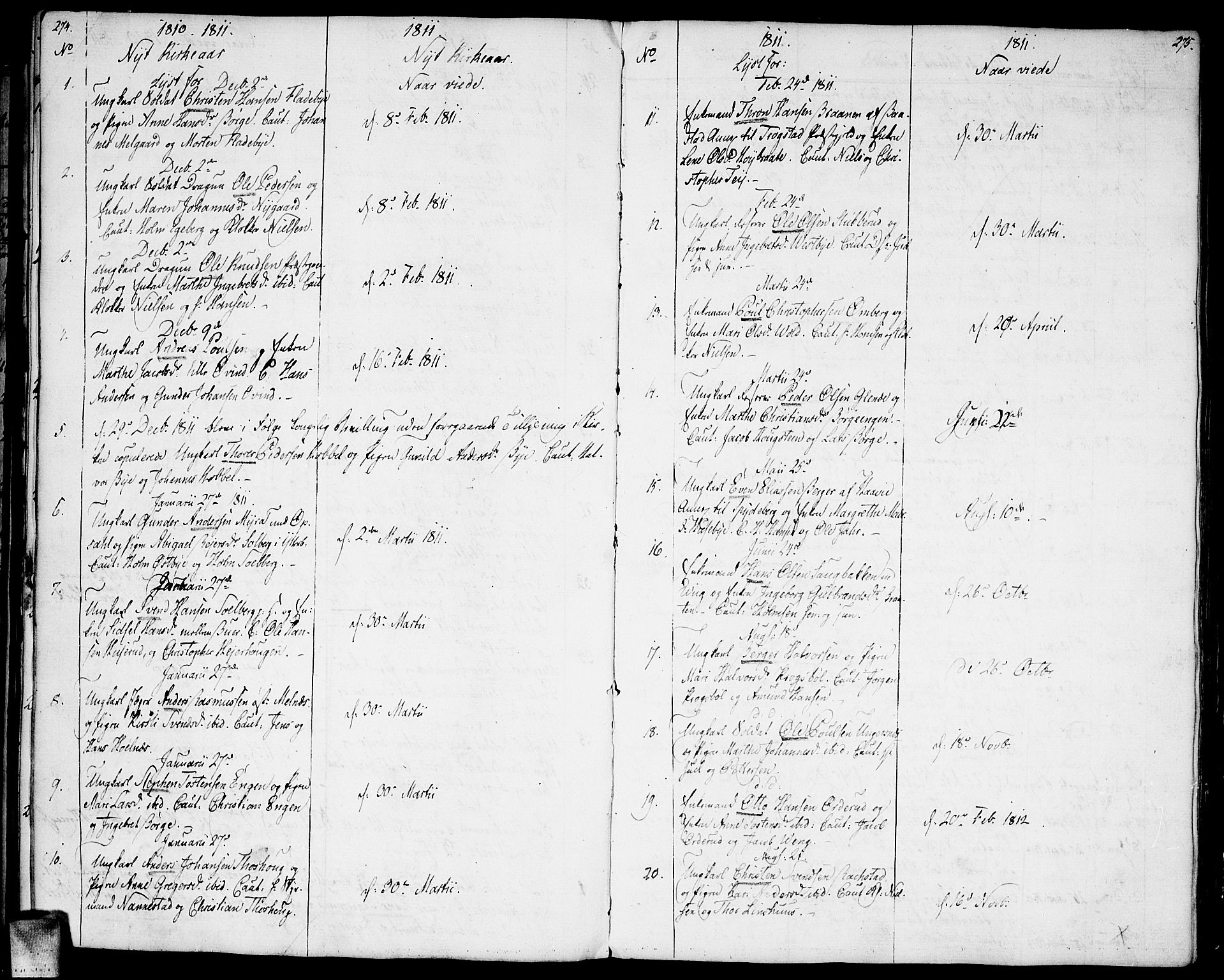 Enebakk prestekontor Kirkebøker, AV/SAO-A-10171c/F/Fa/L0004: Parish register (official) no. I 4, 1806-1854, p. 274-275