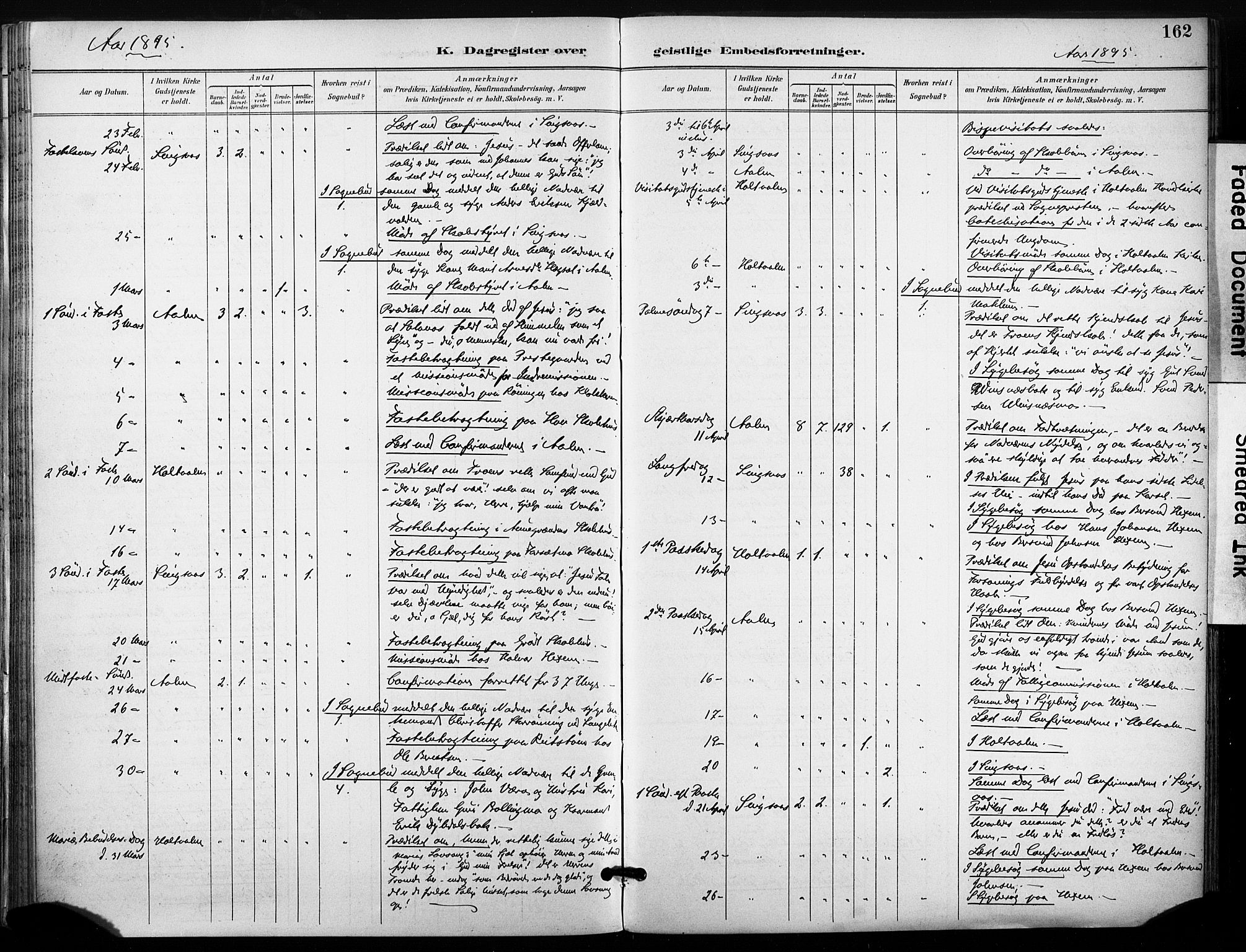 Ministerialprotokoller, klokkerbøker og fødselsregistre - Sør-Trøndelag, AV/SAT-A-1456/685/L0973: Parish register (official) no. 685A10, 1891-1907, p. 162