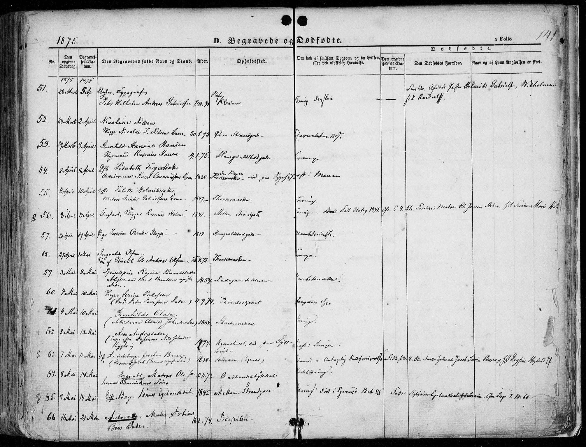 Domkirken sokneprestkontor, AV/SAST-A-101812/001/30/30BA/L0020: Parish register (official) no. A 19, 1858-1877, p. 141