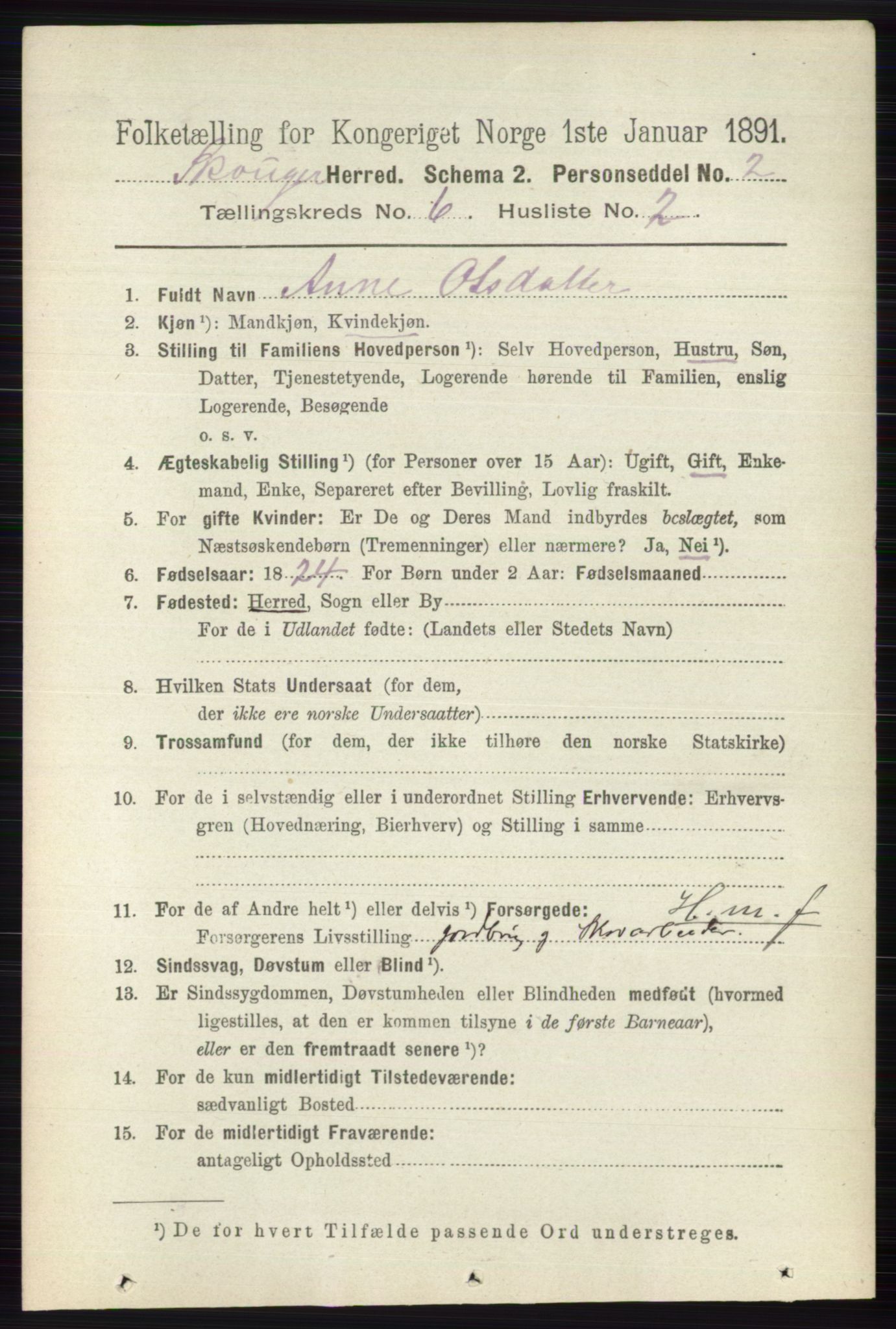 RA, 1891 census for 0712 Skoger, 1891, p. 3713