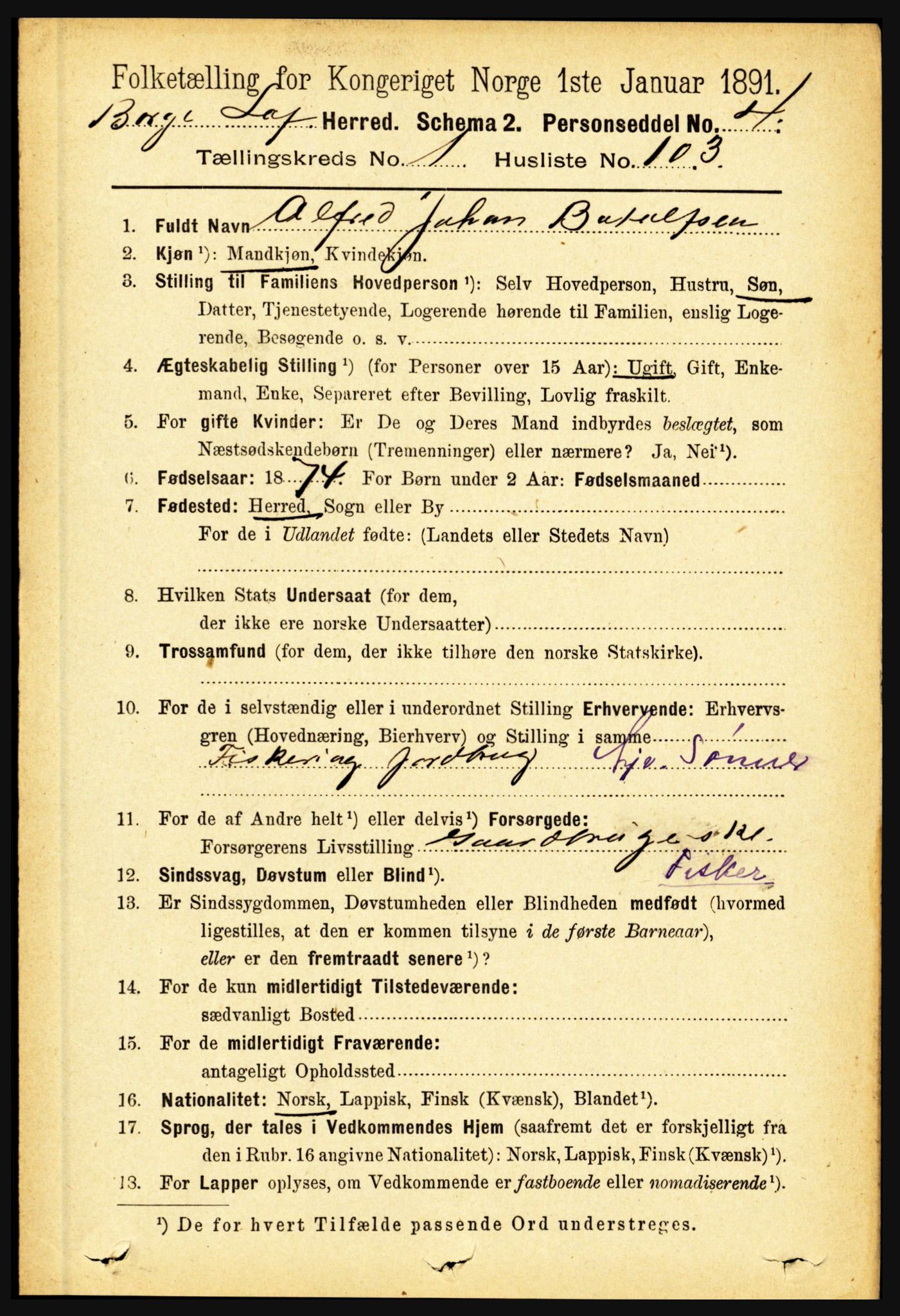 RA, 1891 census for 1862 Borge, 1891, p. 835