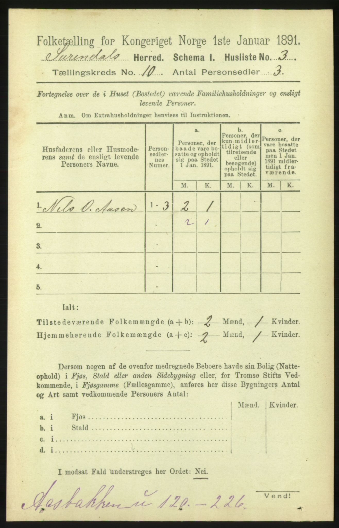 RA, 1891 census for 1566 Surnadal, 1891, p. 2507