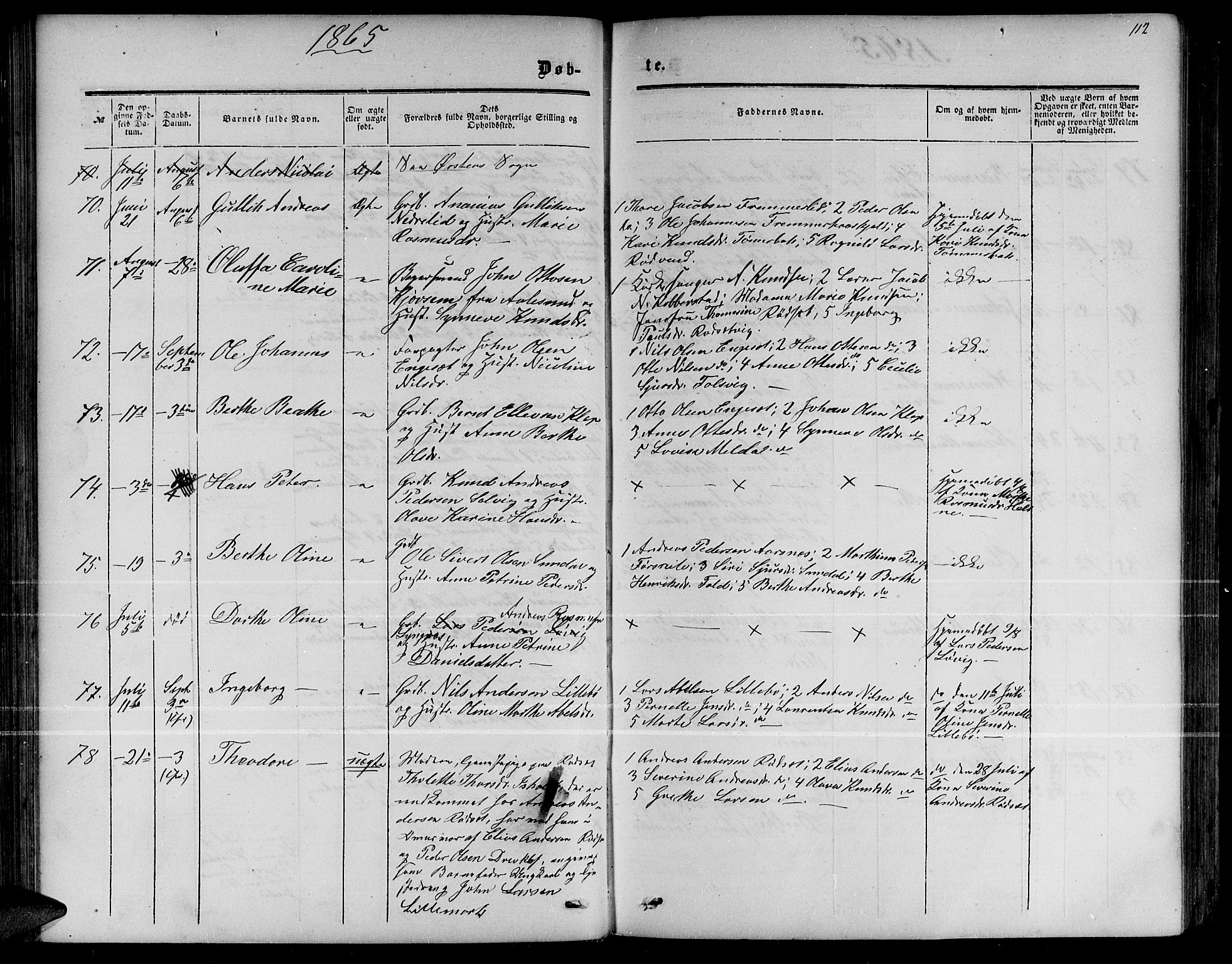 Ministerialprotokoller, klokkerbøker og fødselsregistre - Møre og Romsdal, SAT/A-1454/511/L0157: Parish register (copy) no. 511C03, 1864-1884, p. 112