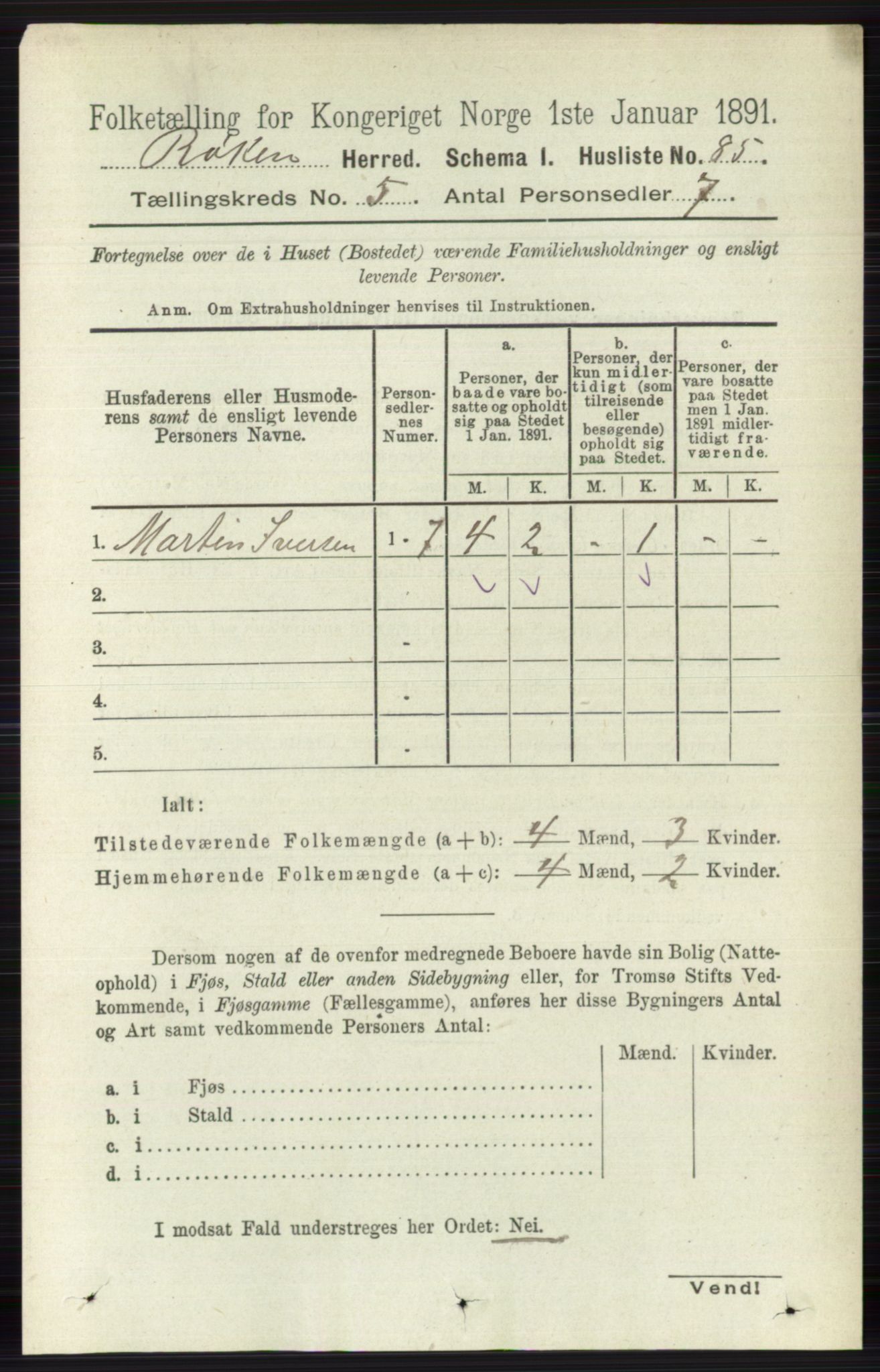 RA, 1891 census for 0627 Røyken, 1891, p. 2849