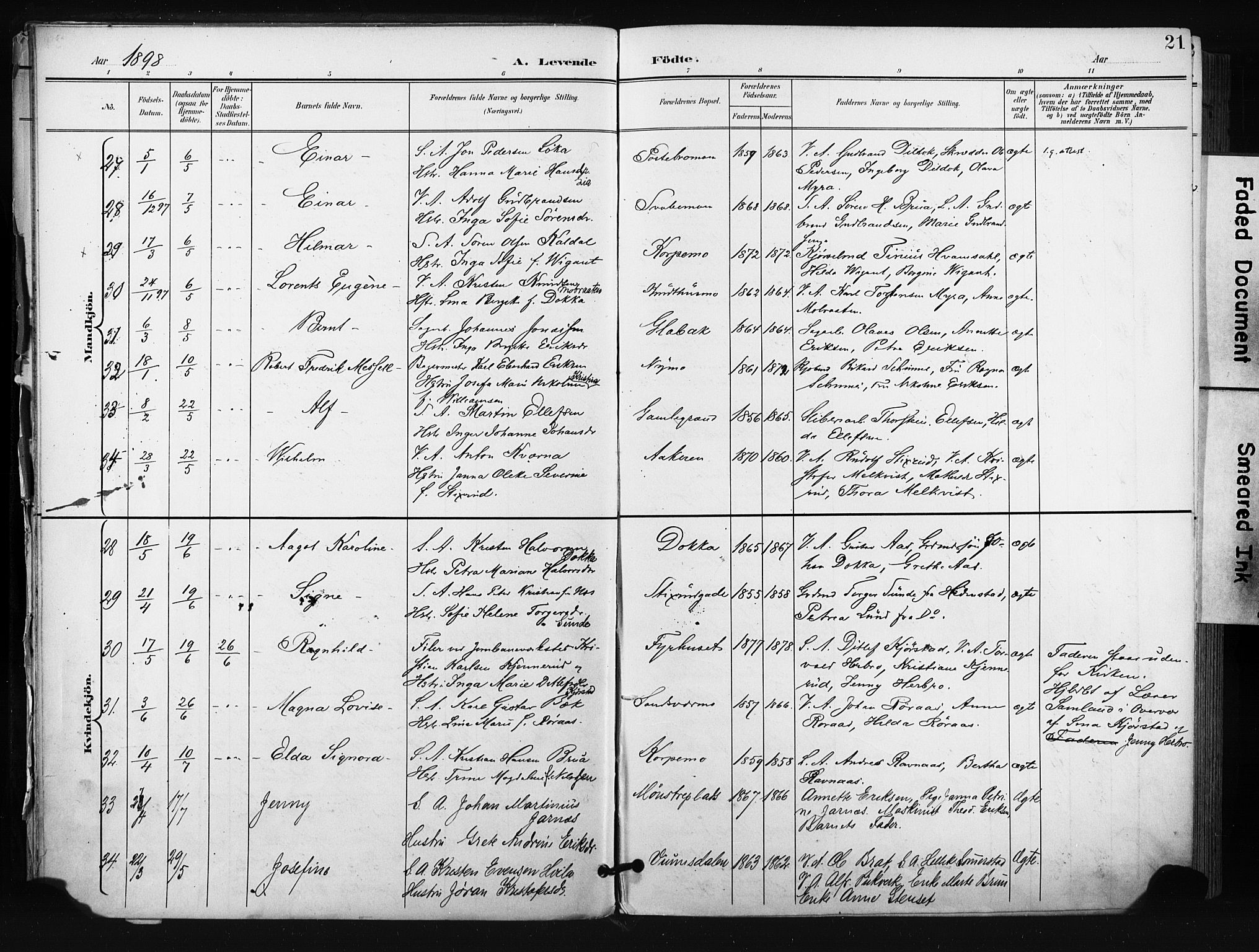 Kongsberg kirkebøker, AV/SAKO-A-22/F/Fb/L0003: Parish register (official) no. II 3, 1896-1905, p. 21