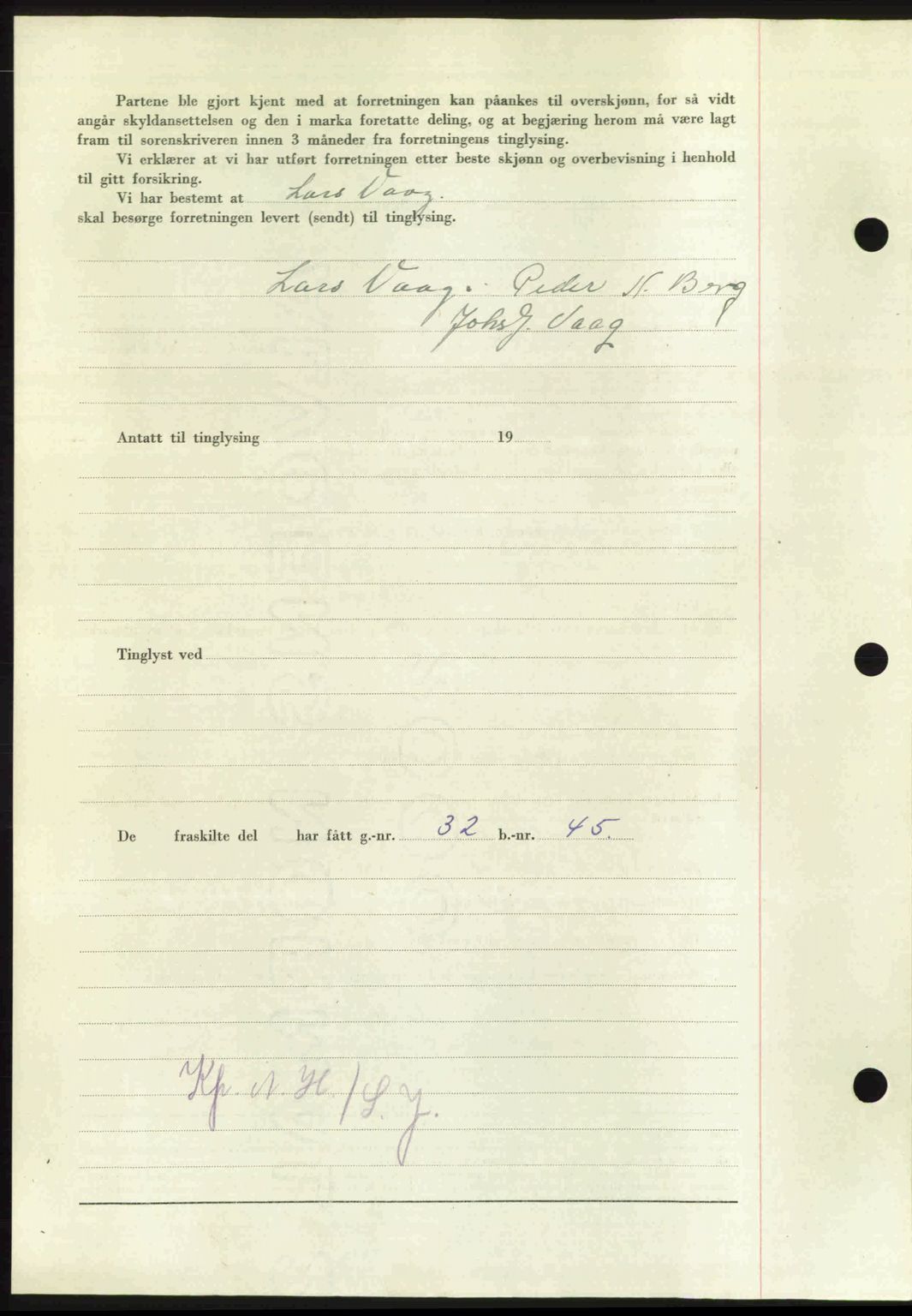 Nordmøre sorenskriveri, AV/SAT-A-4132/1/2/2Ca: Mortgage book no. A106, 1947-1947, Diary no: : 2834/1947