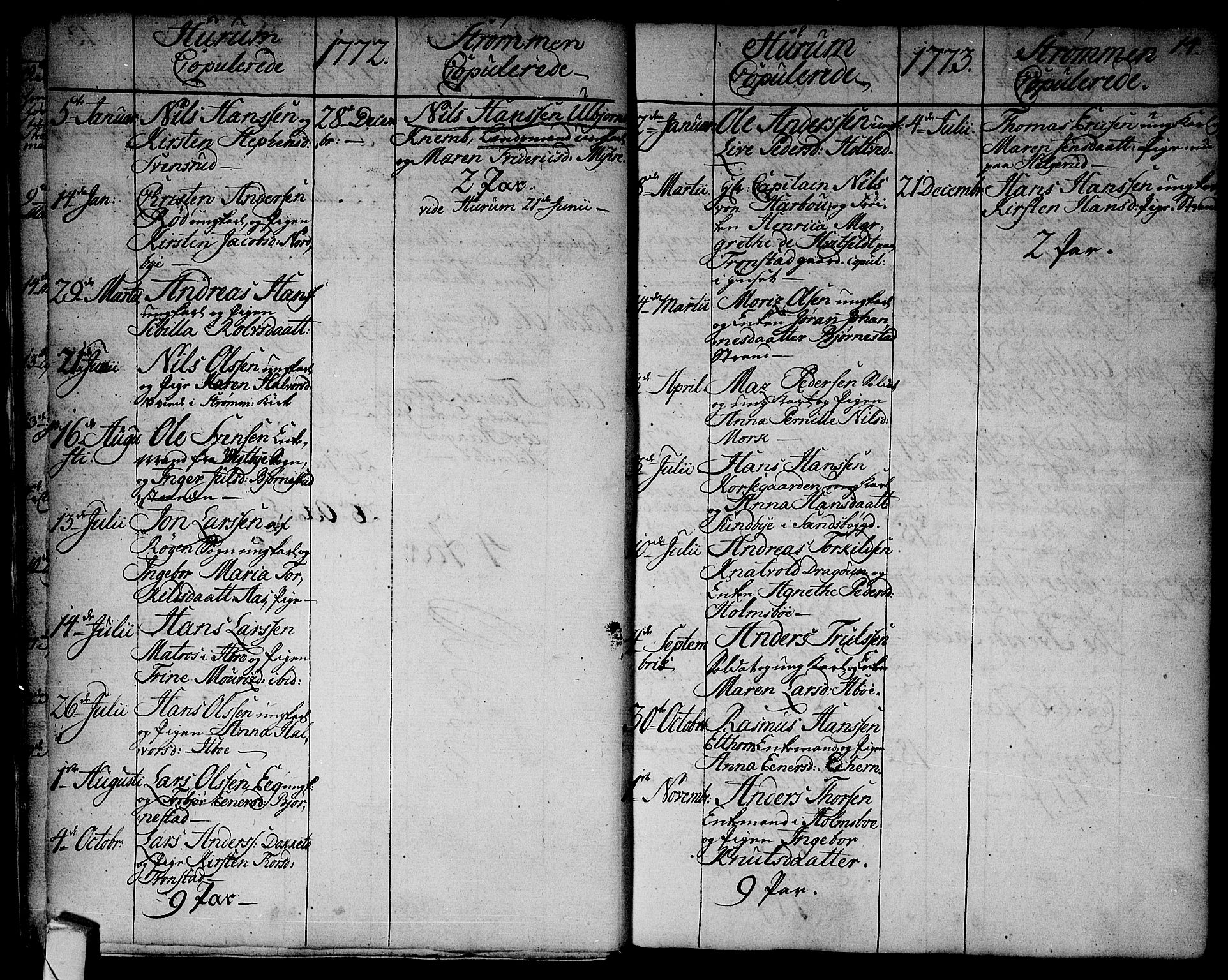 Hurum kirkebøker, SAKO/A-229/F/Fa/L0007: Parish register (official) no. 7, 1771-1810, p. 14