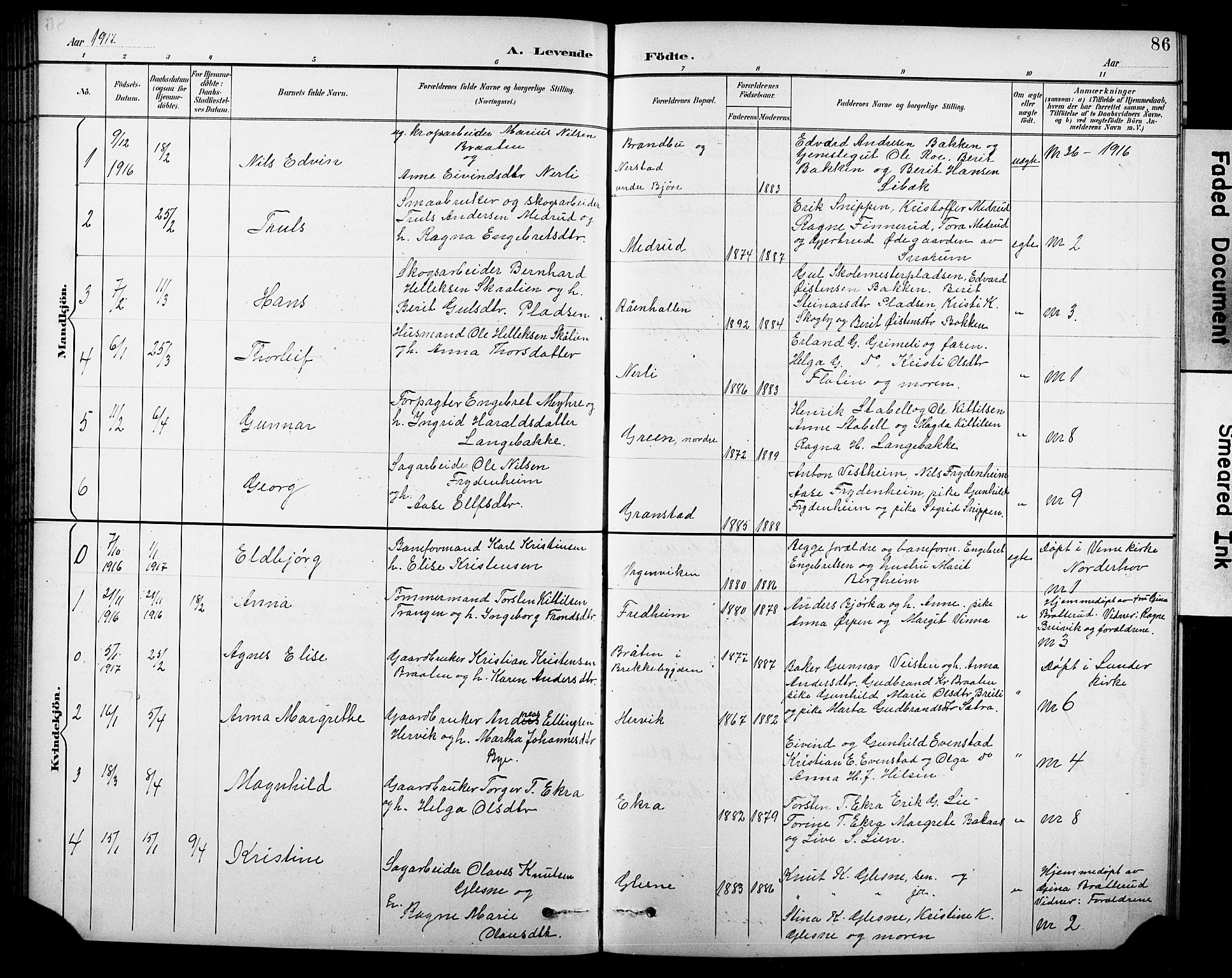 Krødsherad kirkebøker, AV/SAKO-A-19/G/Ga/L0002: Parish register (copy) no. 2, 1894-1918, p. 86