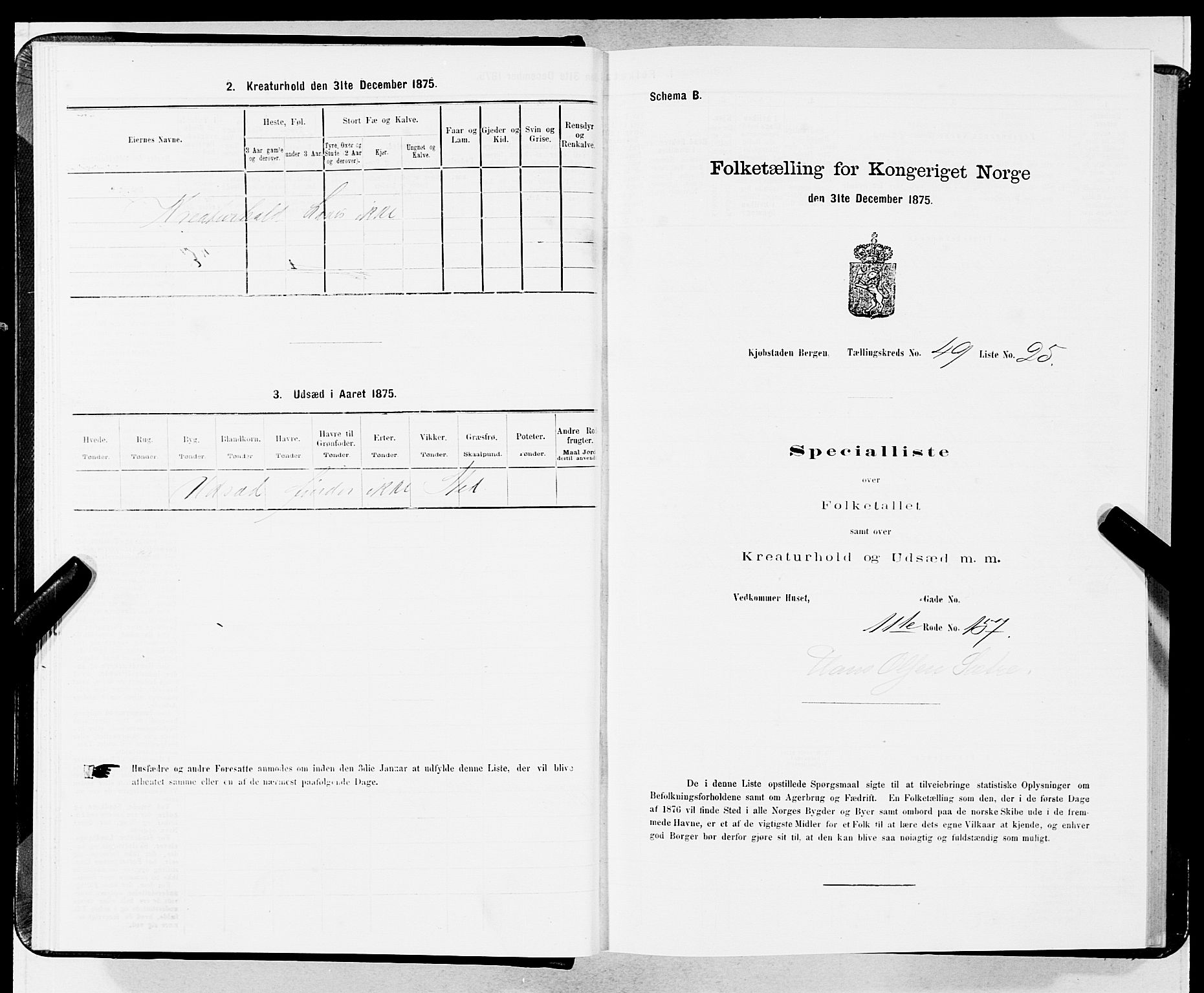 SAB, 1875 census for 1301 Bergen, 1875, p. 2613