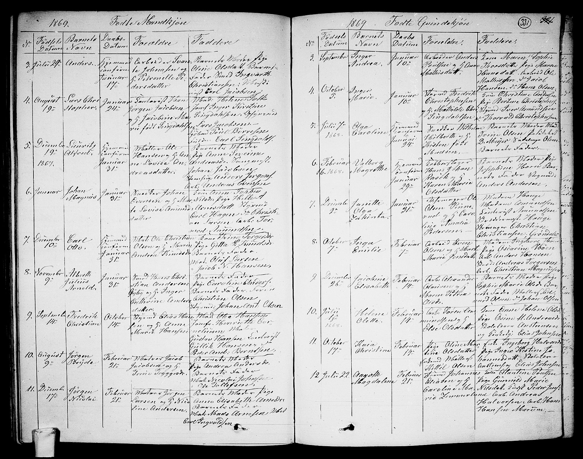 Larvik kirkebøker, SAKO/A-352/G/Ga/L0003a: Parish register (copy) no. I 3A, 1830-1870, p. 331
