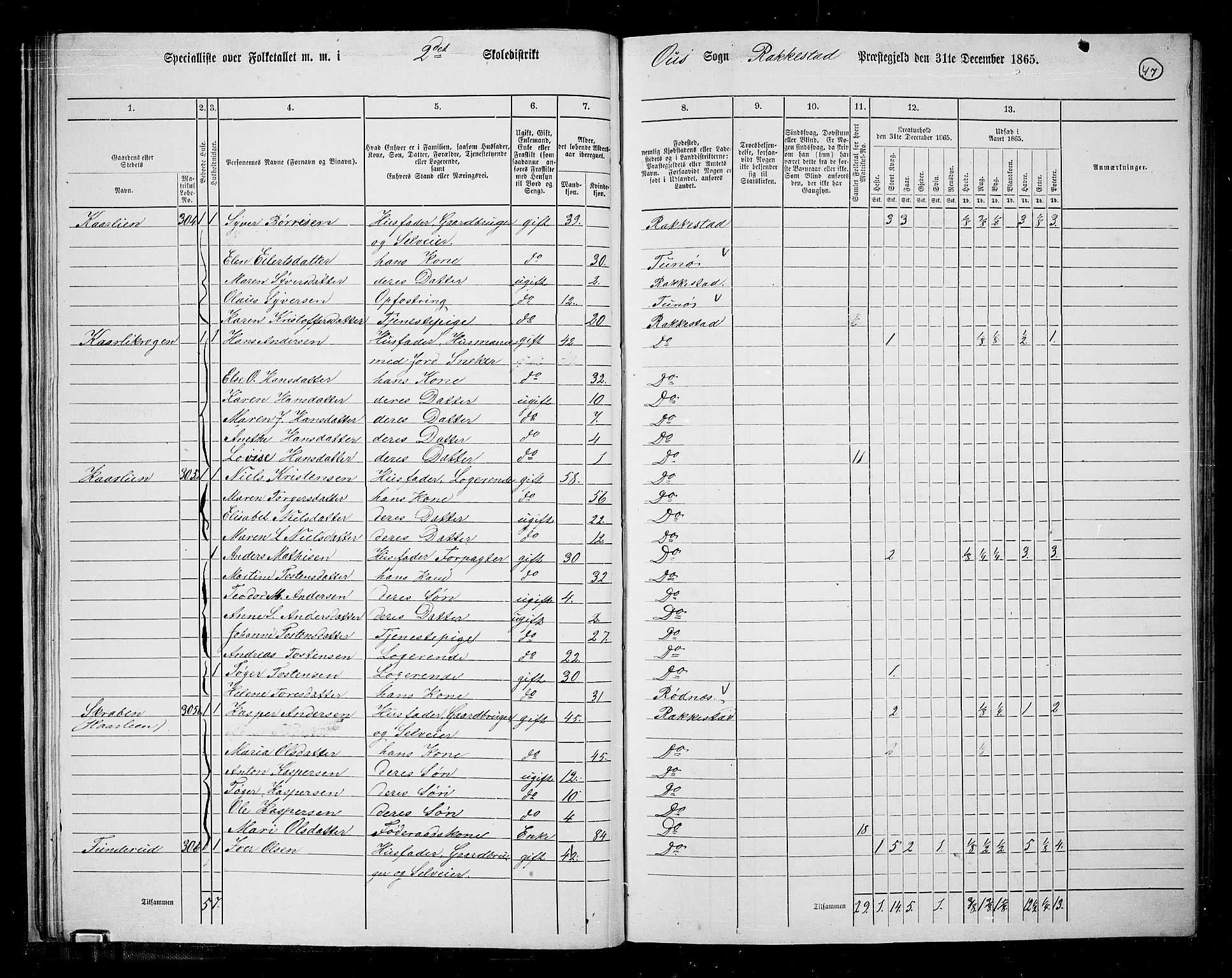 RA, 1865 census for Rakkestad, 1865, p. 46