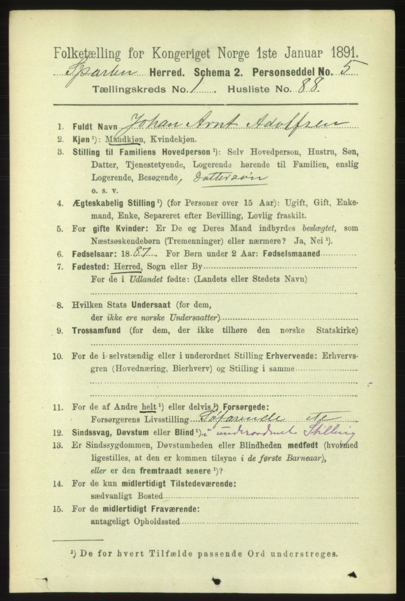 RA, 1891 census for 1731 Sparbu, 1891, p. 639