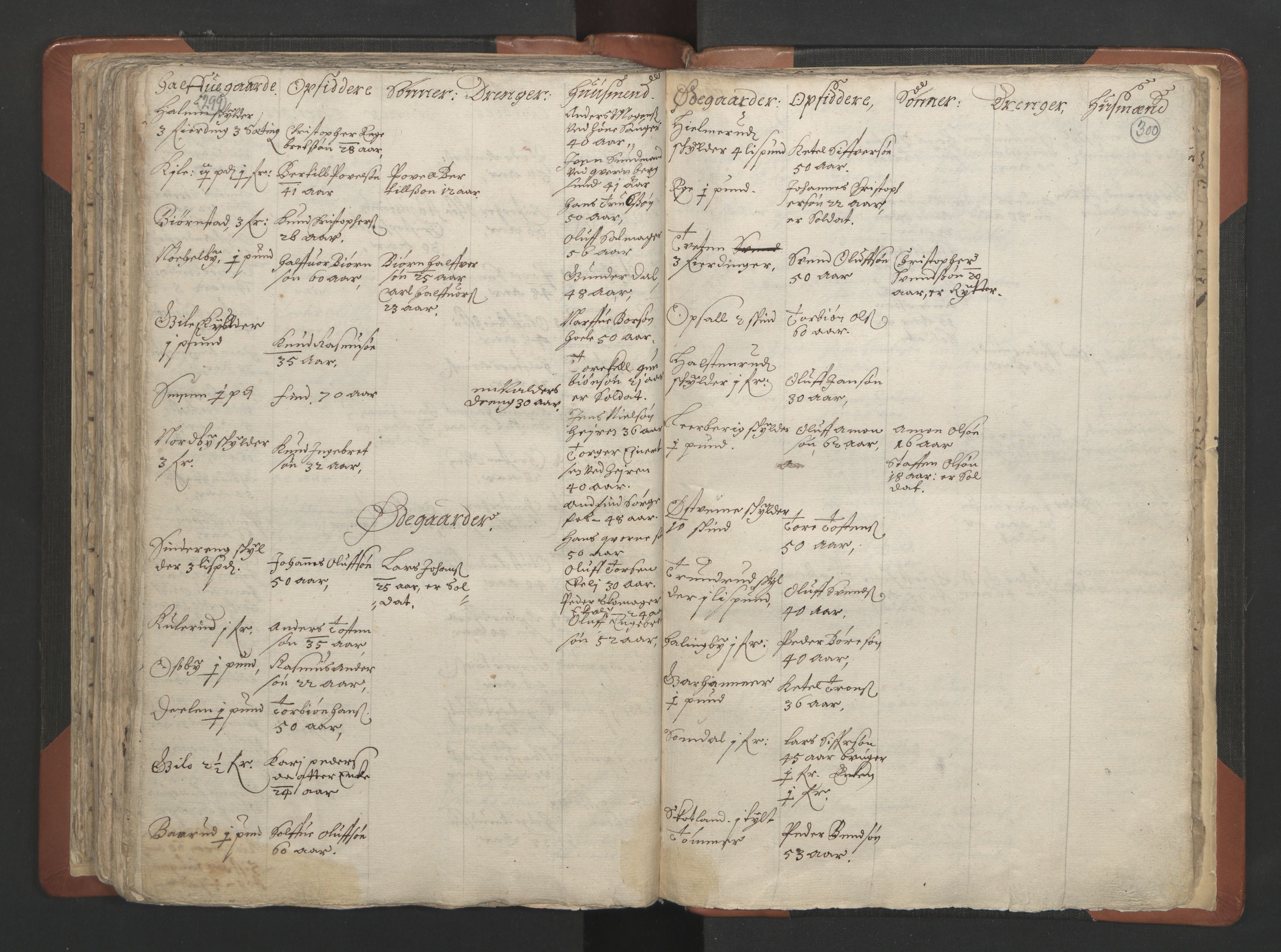 RA, Vicar's Census 1664-1666, no. 7: Hadeland deanery, 1664-1666, p. 299-300