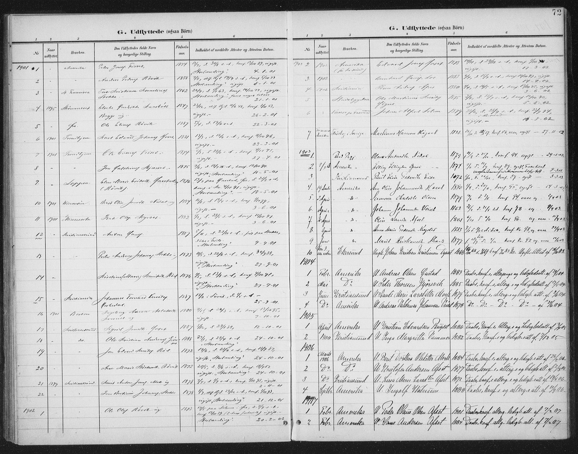Ministerialprotokoller, klokkerbøker og fødselsregistre - Møre og Romsdal, SAT/A-1454/568/L0810: Parish register (official) no. 568A14, 1901-1915, p. 72