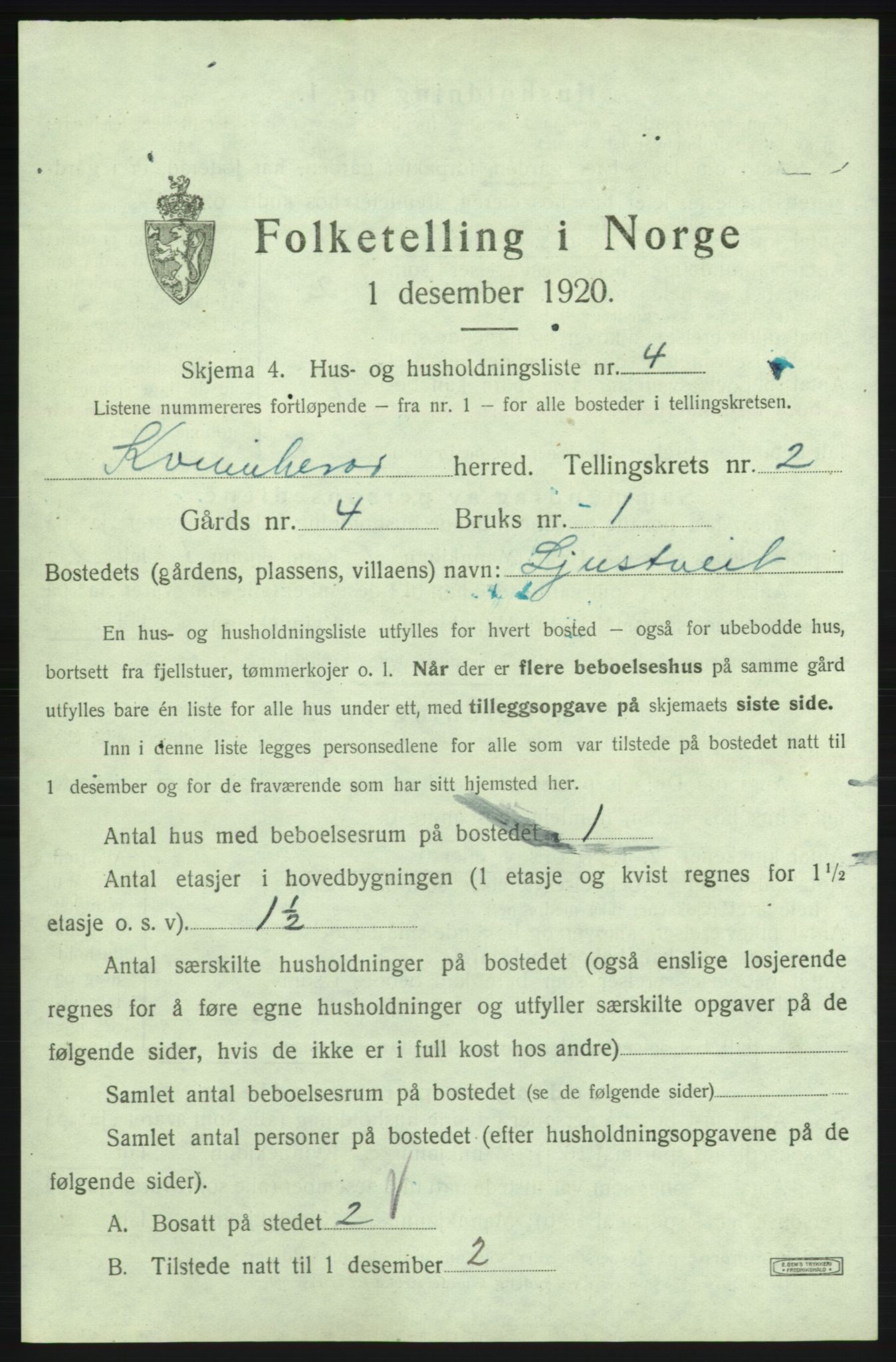 SAB, 1920 census for Kvinnherad, 1920, p. 219