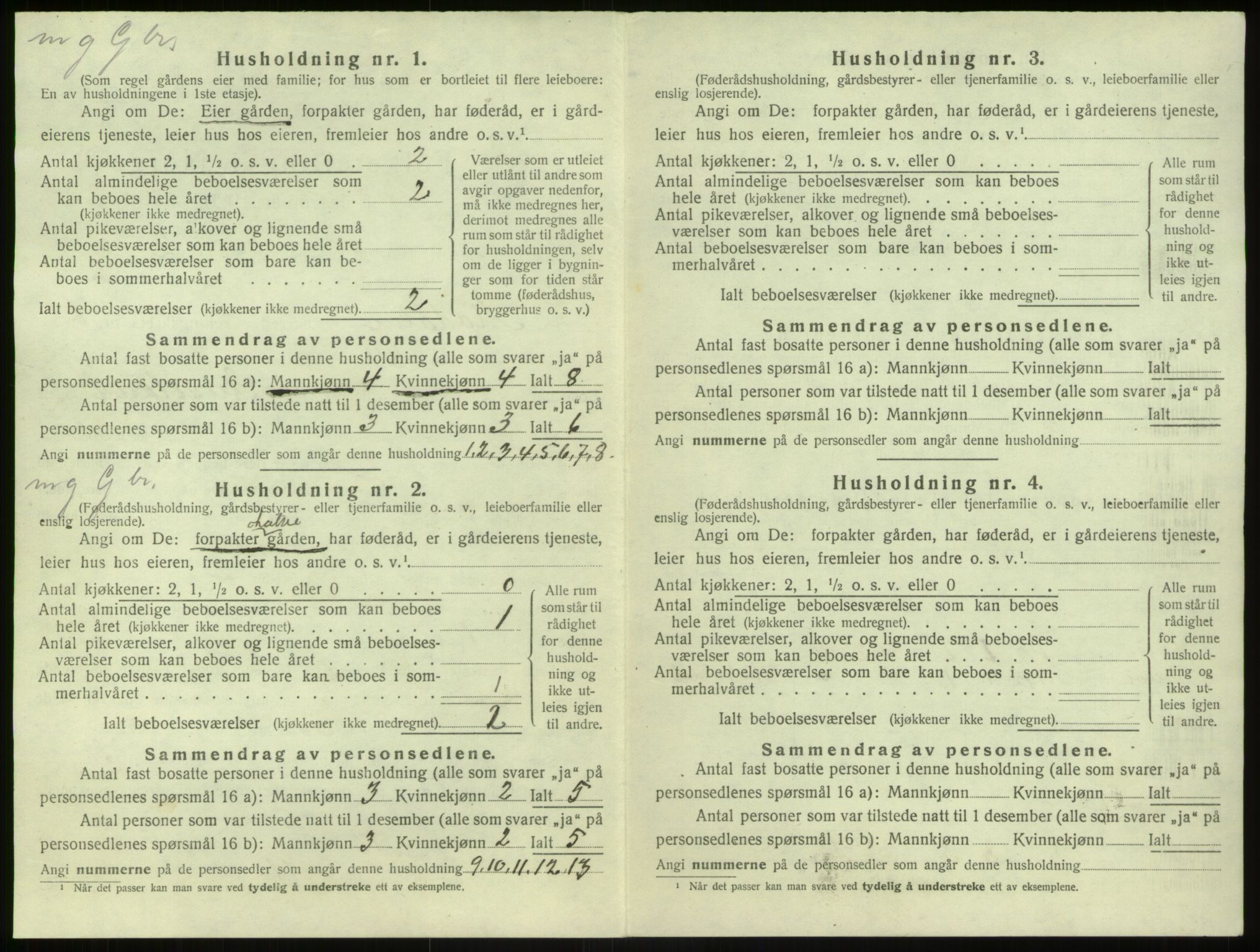 SAB, 1920 census for Modalen, 1920, p. 171