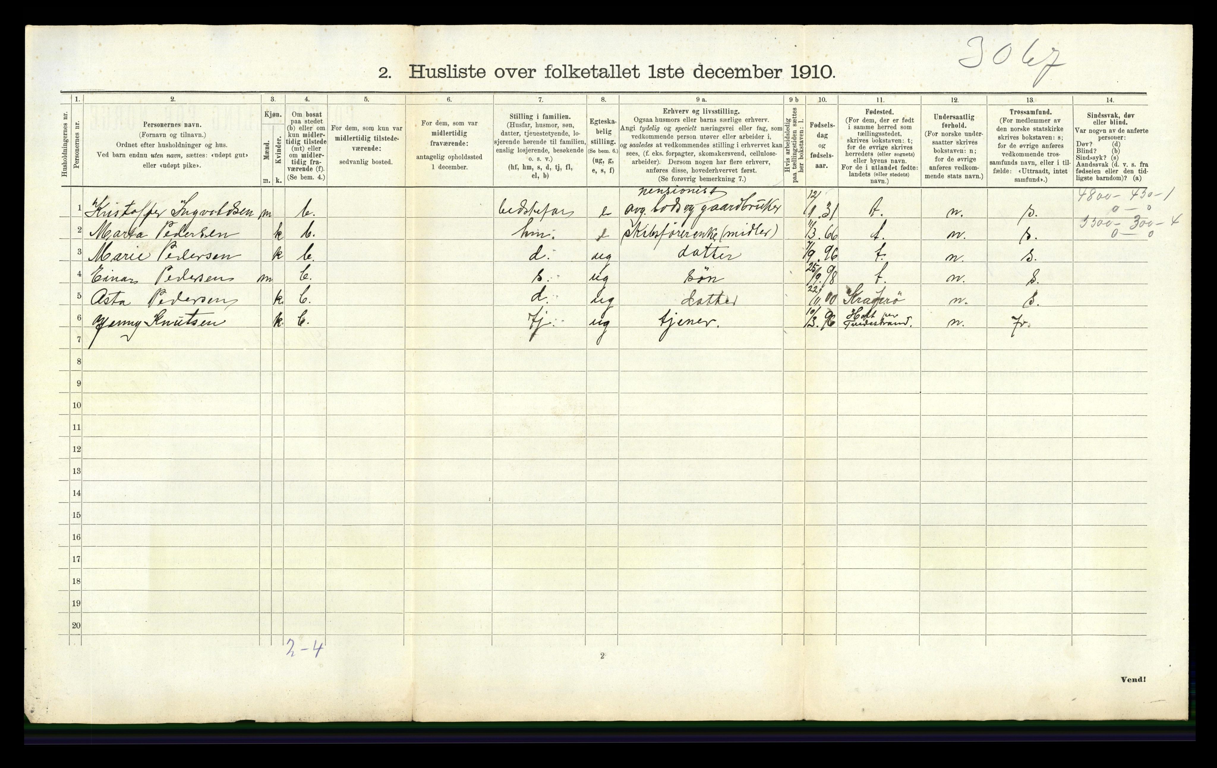 RA, 1910 census for Skåtøy, 1910, p. 1438