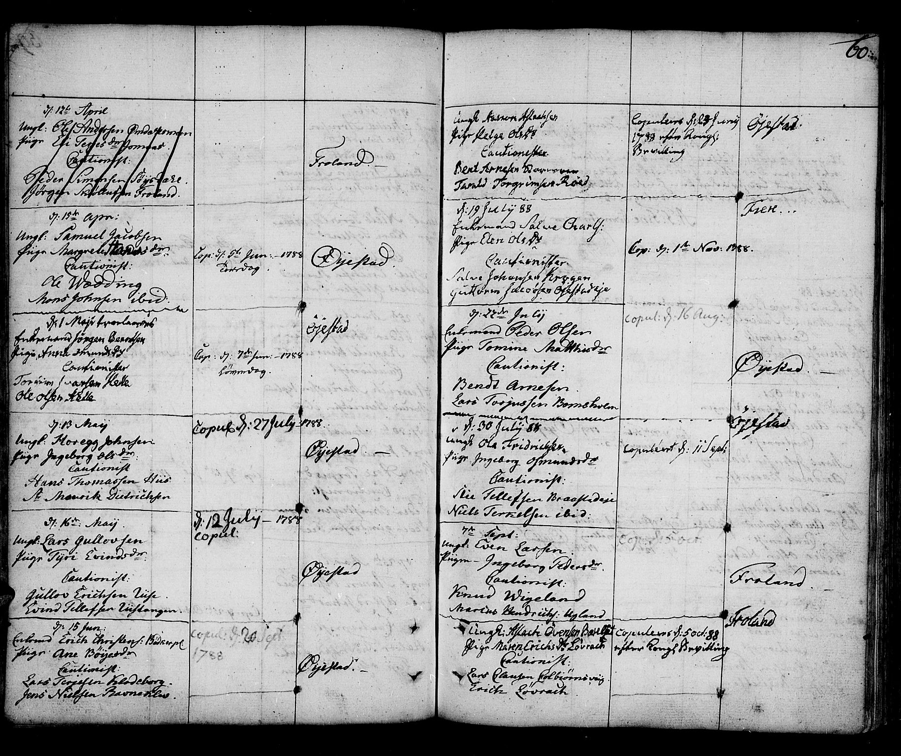 Øyestad sokneprestkontor, AV/SAK-1111-0049/F/Fa/L0009: Parish register (official) no. A 9, 1778-1808, p. 60