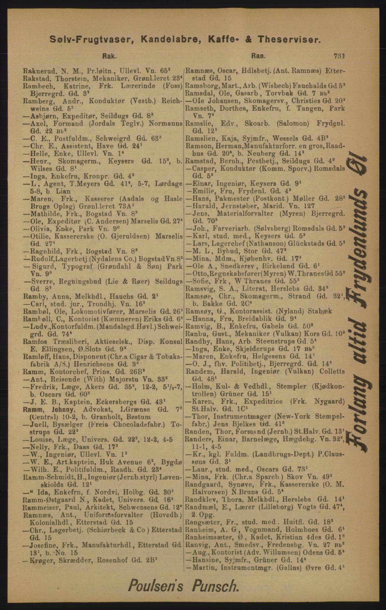 Kristiania/Oslo adressebok, PUBL/-, 1905, p. 731