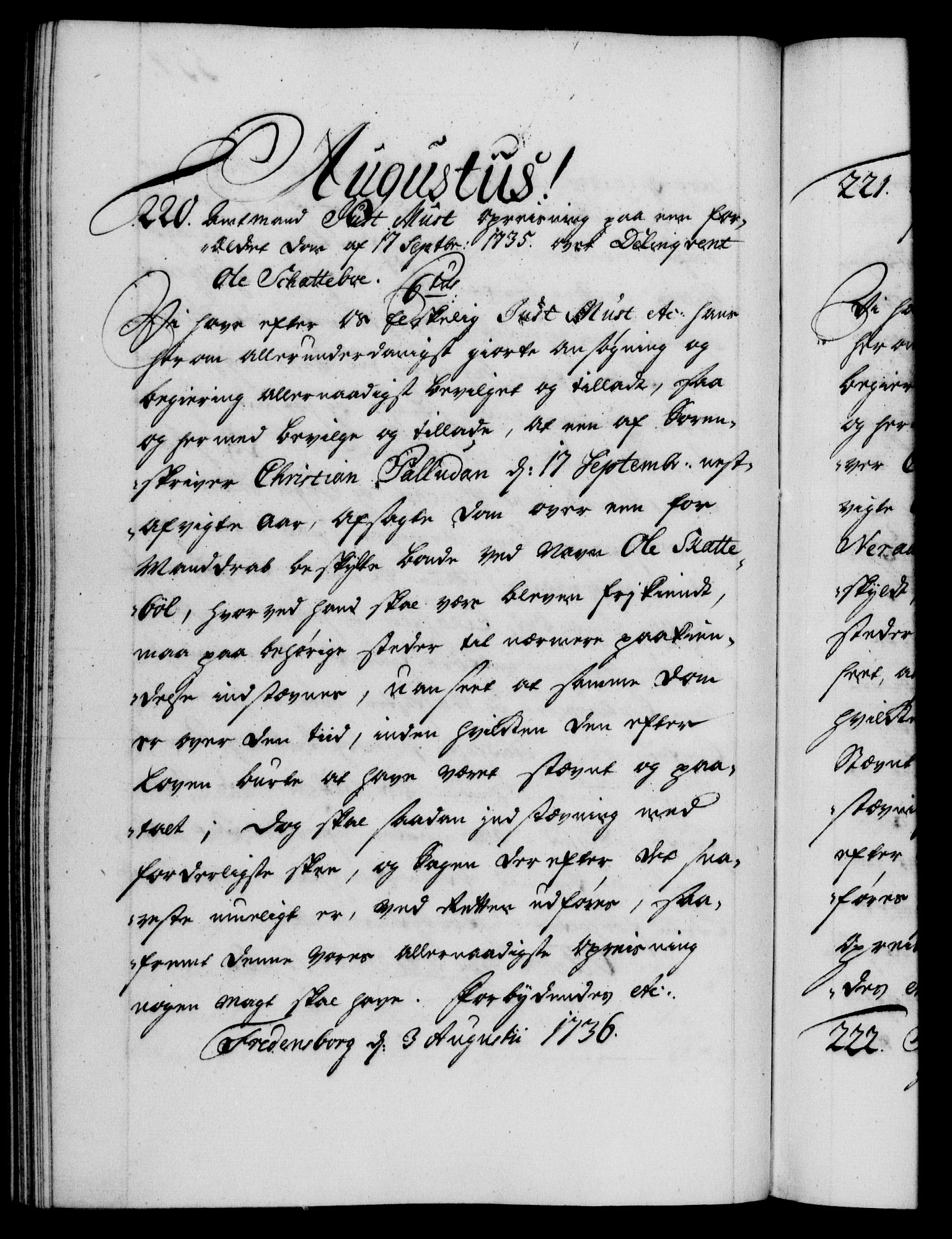 Danske Kanselli 1572-1799, RA/EA-3023/F/Fc/Fca/Fcaa/L0029: Norske registre, 1735-1736, p. 554b