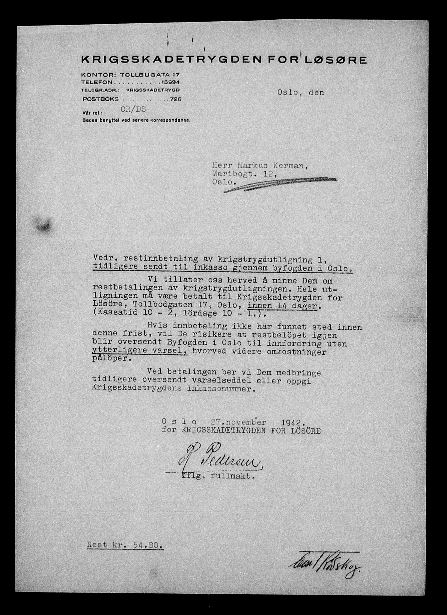 Justisdepartementet, Tilbakeføringskontoret for inndratte formuer, AV/RA-S-1564/H/Hc/Hcc/L0951: --, 1945-1947, p. 39