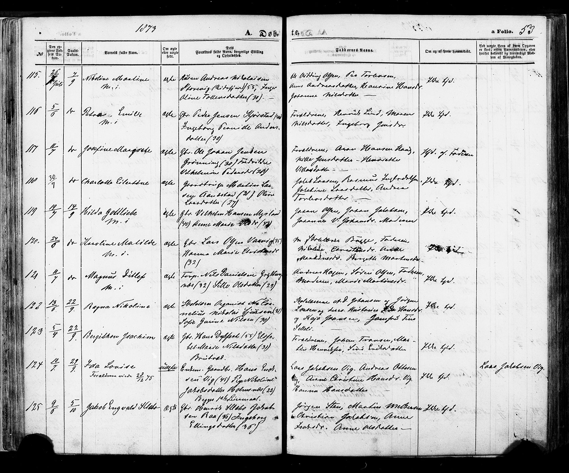 Ministerialprotokoller, klokkerbøker og fødselsregistre - Nordland, AV/SAT-A-1459/888/L1242: Parish register (official) no. 888A08, 1870-1875, p. 53