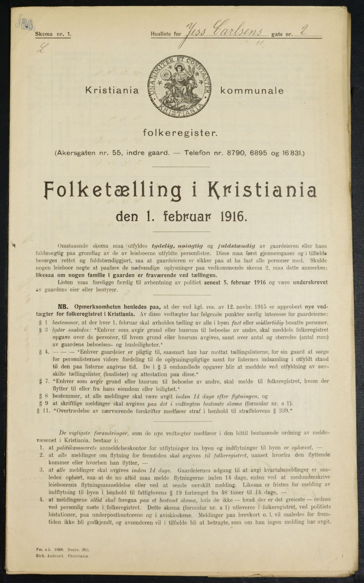 OBA, Municipal Census 1916 for Kristiania, 1916, p. 48052