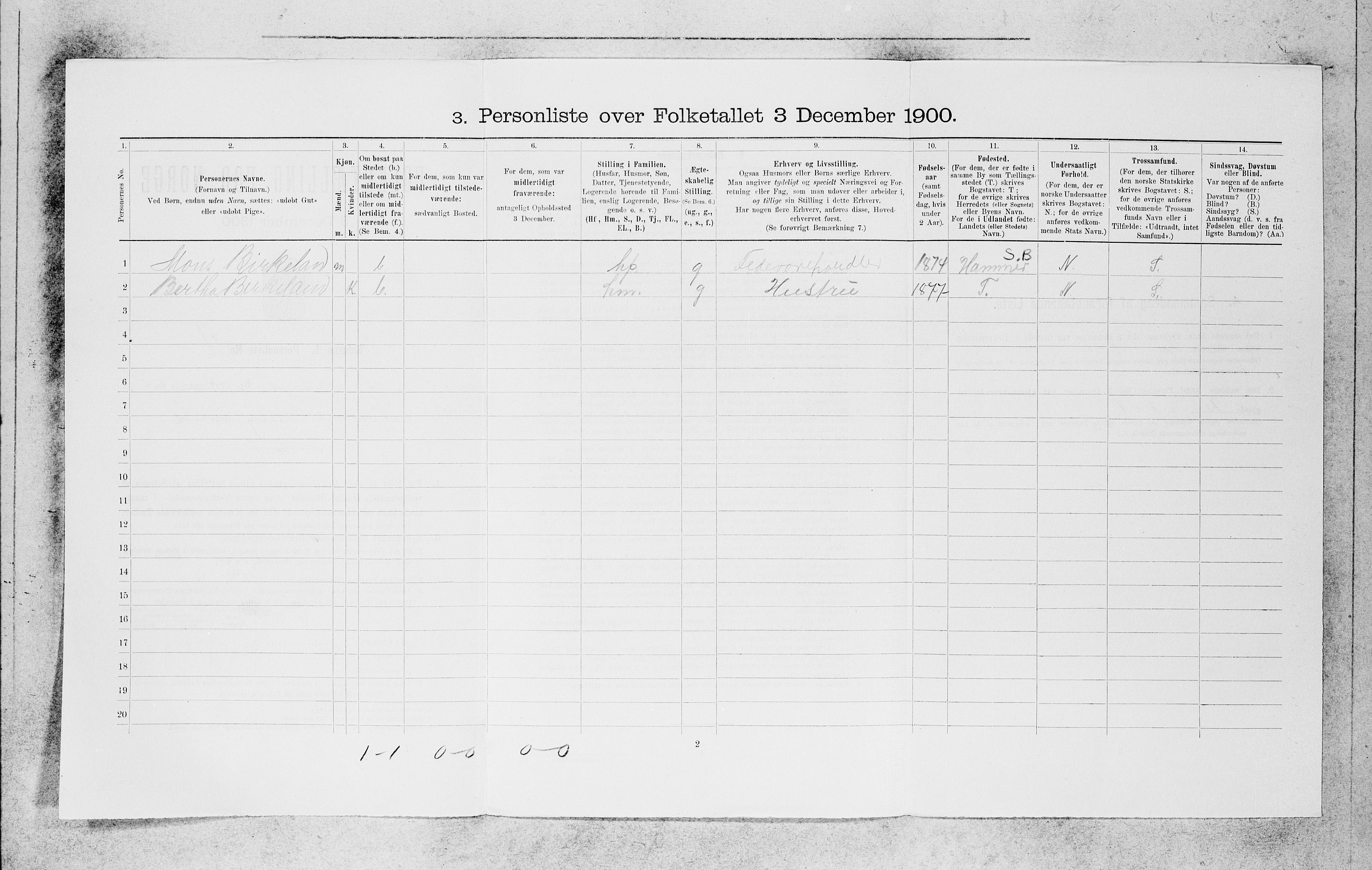 SAB, 1900 census for Bergen, 1900, p. 11428