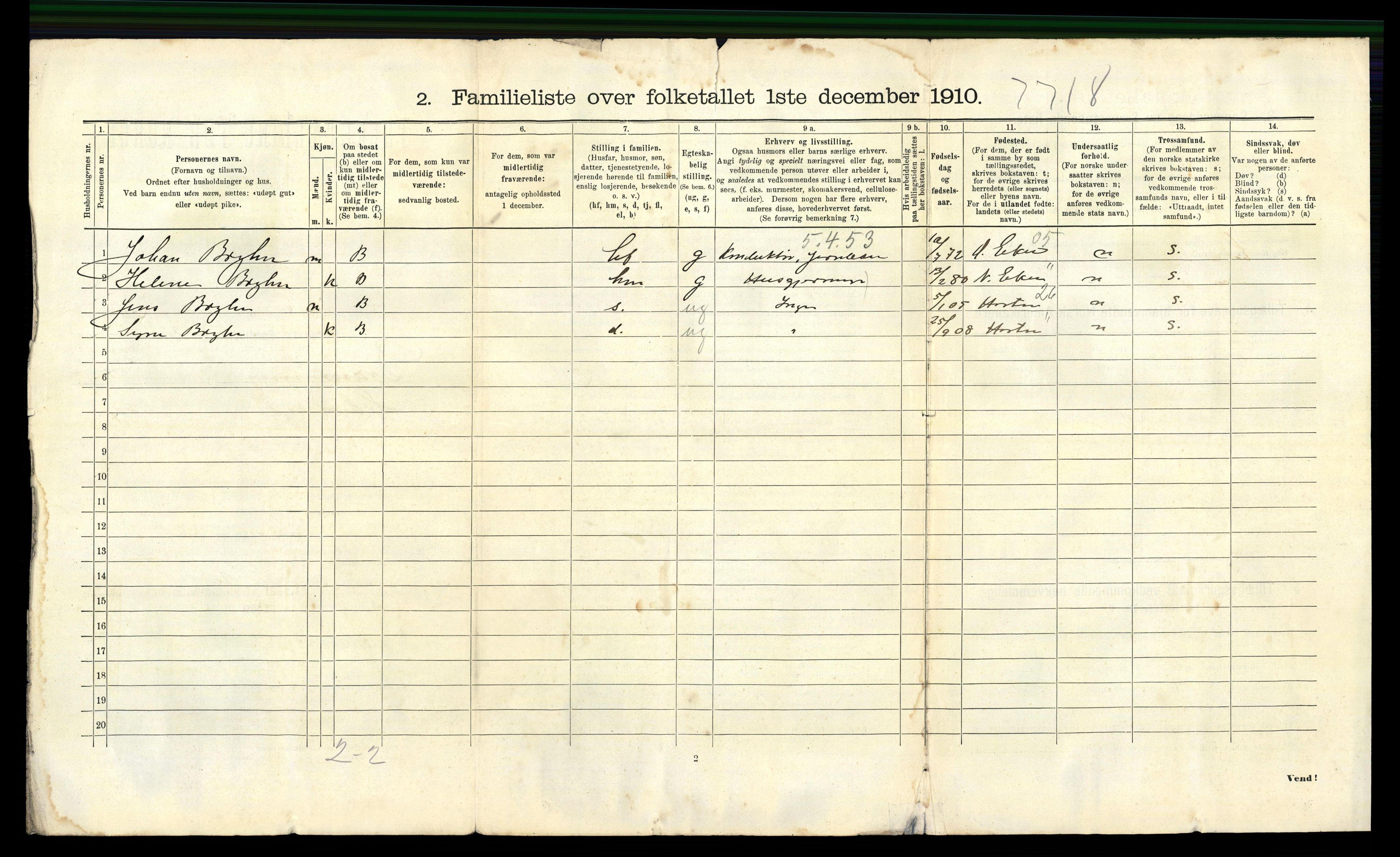 RA, 1910 census for Drammen, 1910, p. 10363