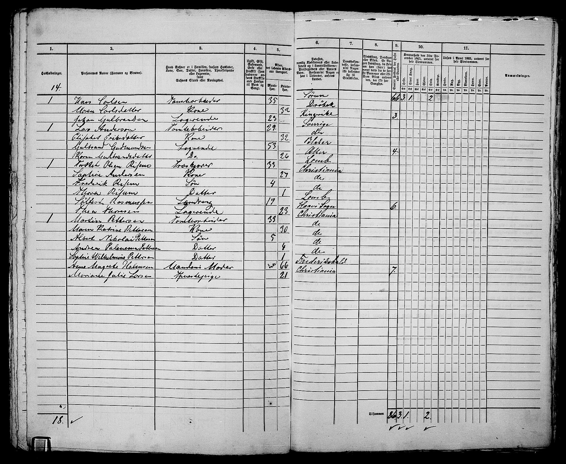 RA, 1865 census for Kristiania, 1865, p. 3545