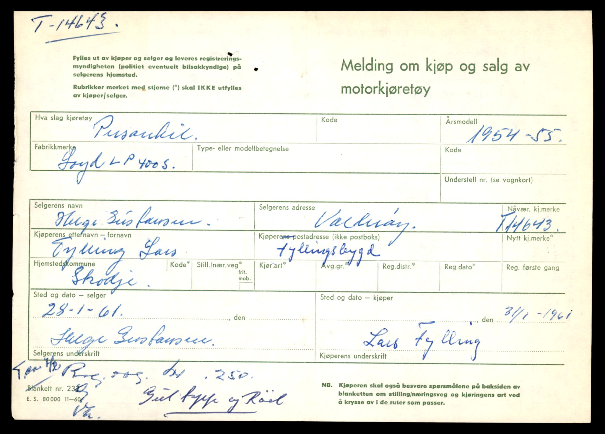 Møre og Romsdal vegkontor - Ålesund trafikkstasjon, SAT/A-4099/F/Fe/L0047: Registreringskort for kjøretøy T 14580 - T 14720, 1927-1998, p. 1493